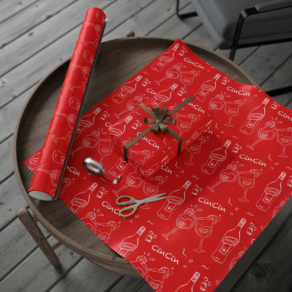 Cin Cin Peel Wrapping Paper Roll — Red Cin Cin Collection Inspired Design