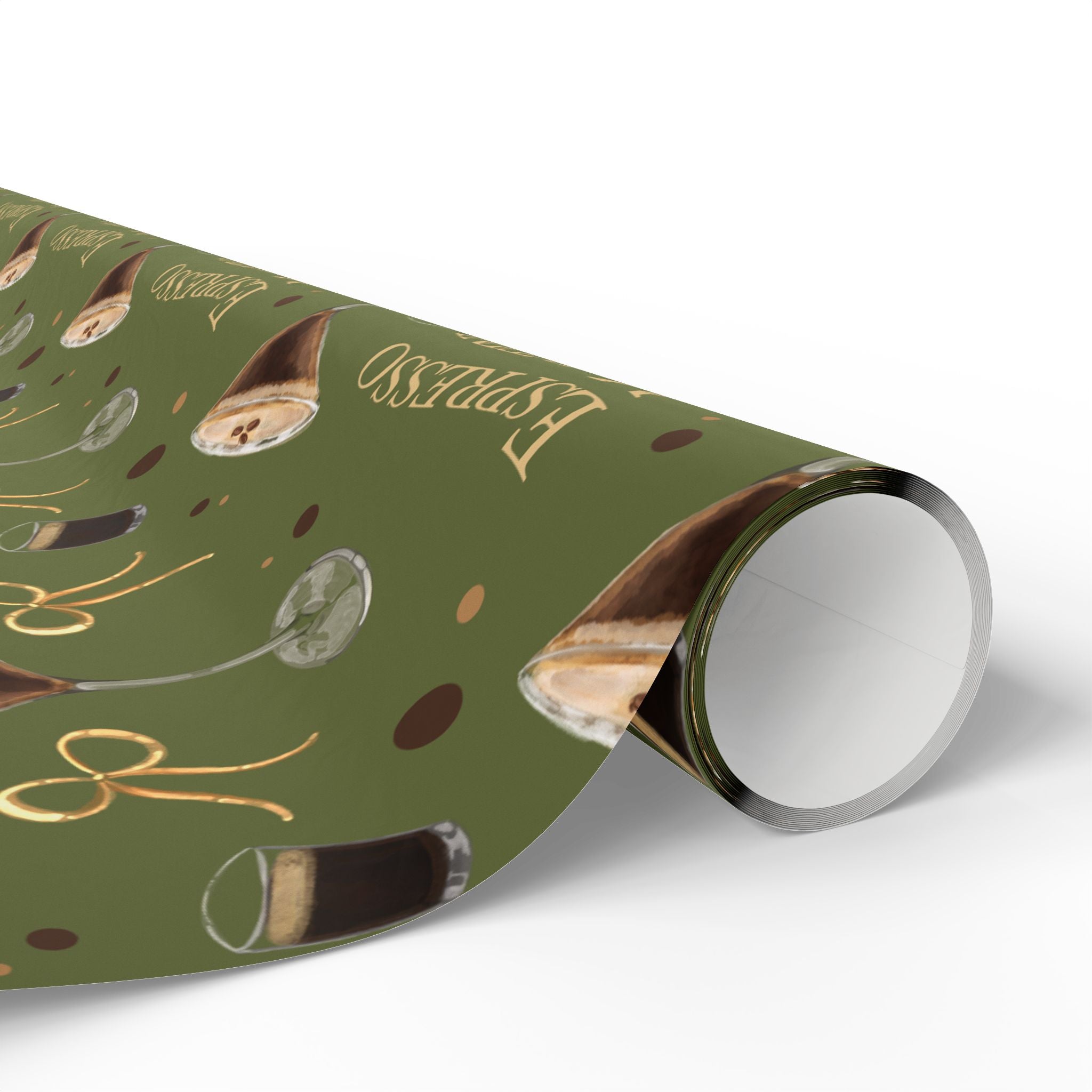Espresso Martini Wrapping Paper Roll — Olive Green Espresso Collection Inspired Design