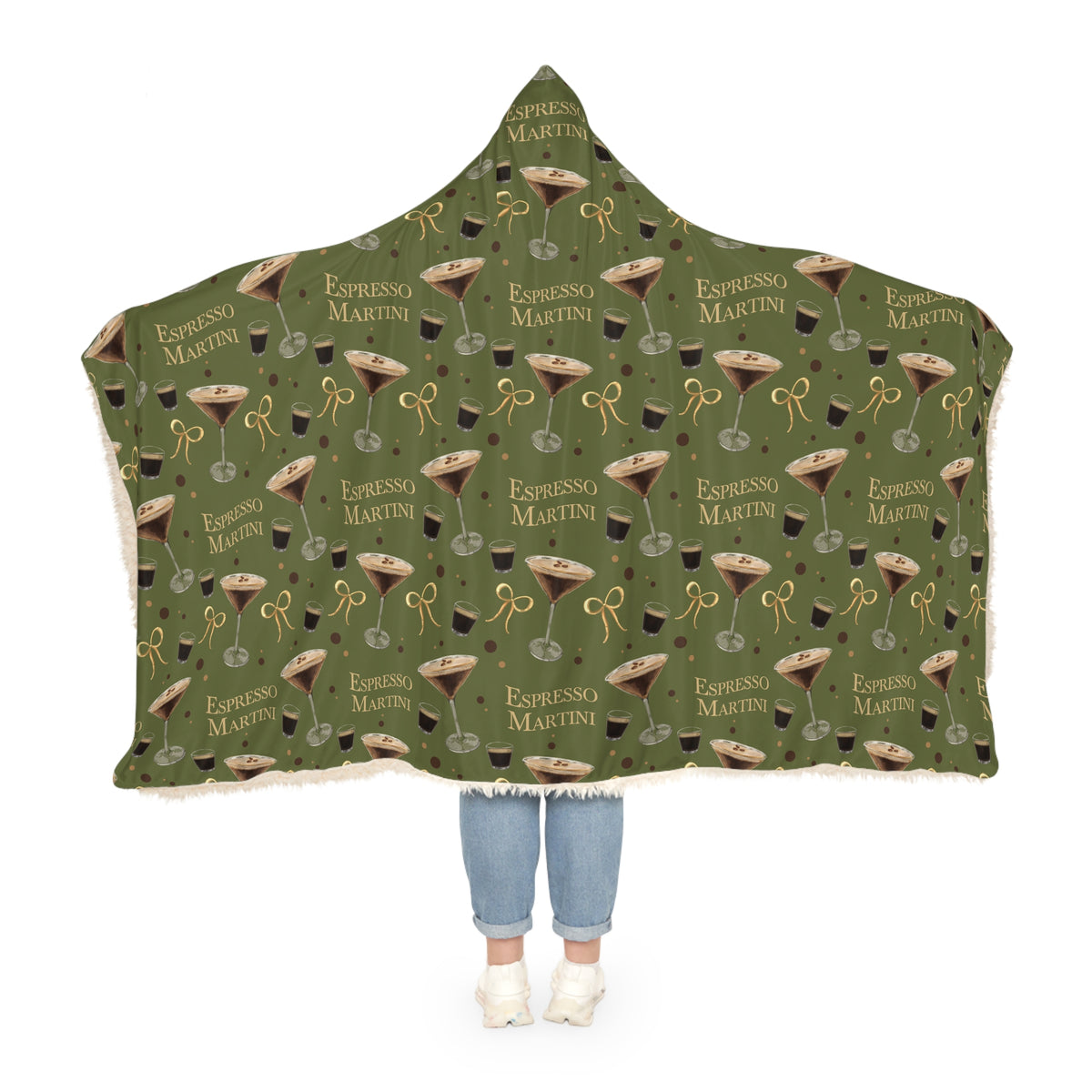 Espresso Martini Hooded Throw Blanket — Olive Green Espresso Collection Inspired Design