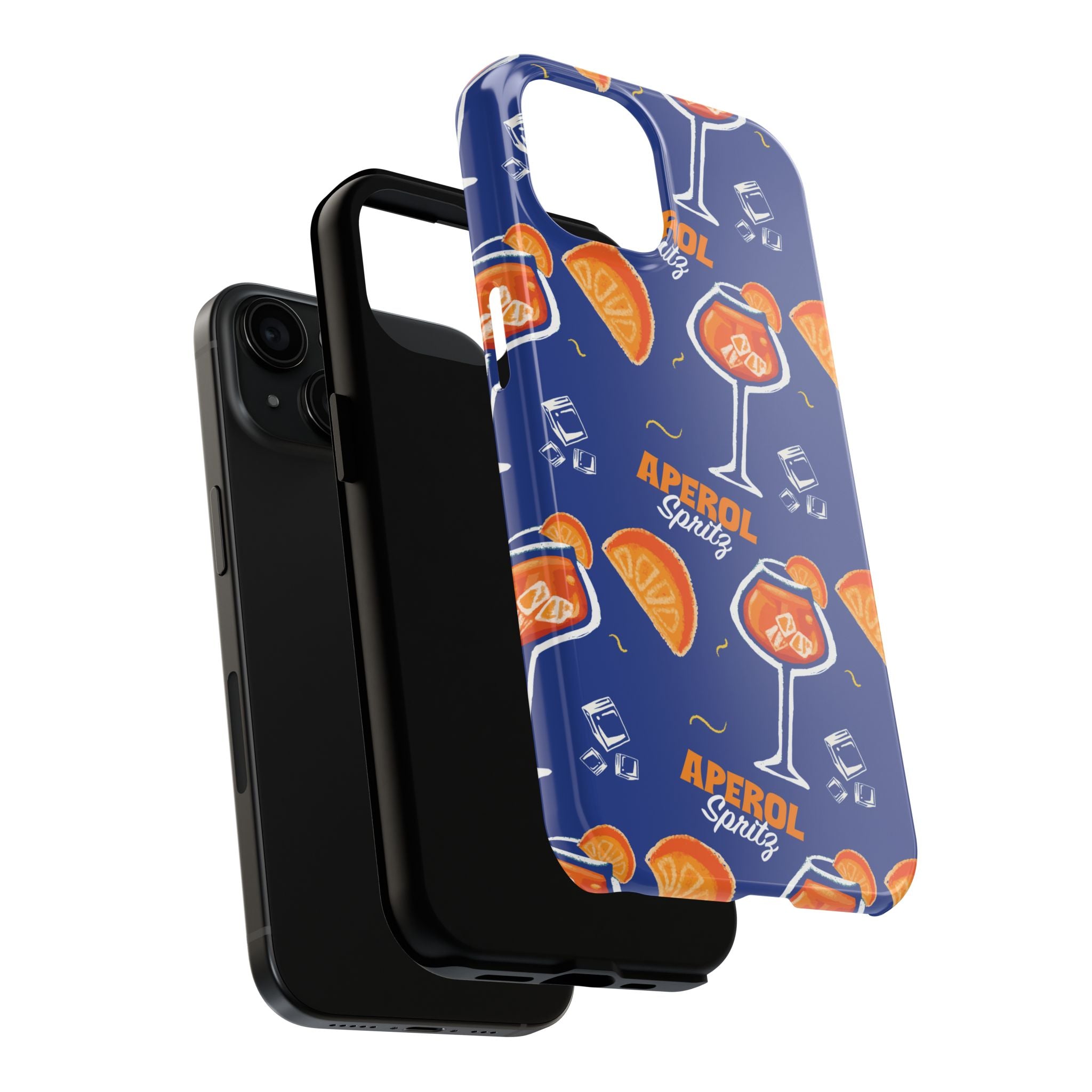 Aperol Spritz Tough Phone Case — Blue Cocktail Pattern Protective Cover