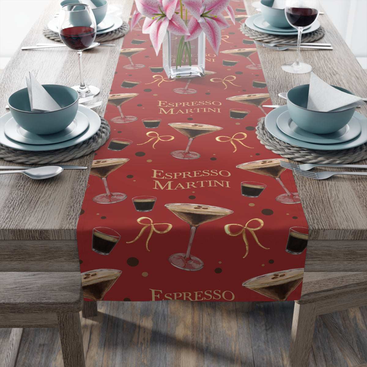 Espresso Martini Table Runner — Red Espresso Collection Inspired Design