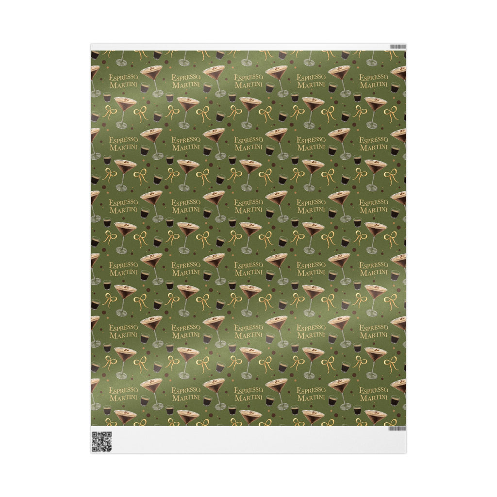 Espresso Martini Wrapping Paper Roll — Olive Green Espresso Collection Inspired Design