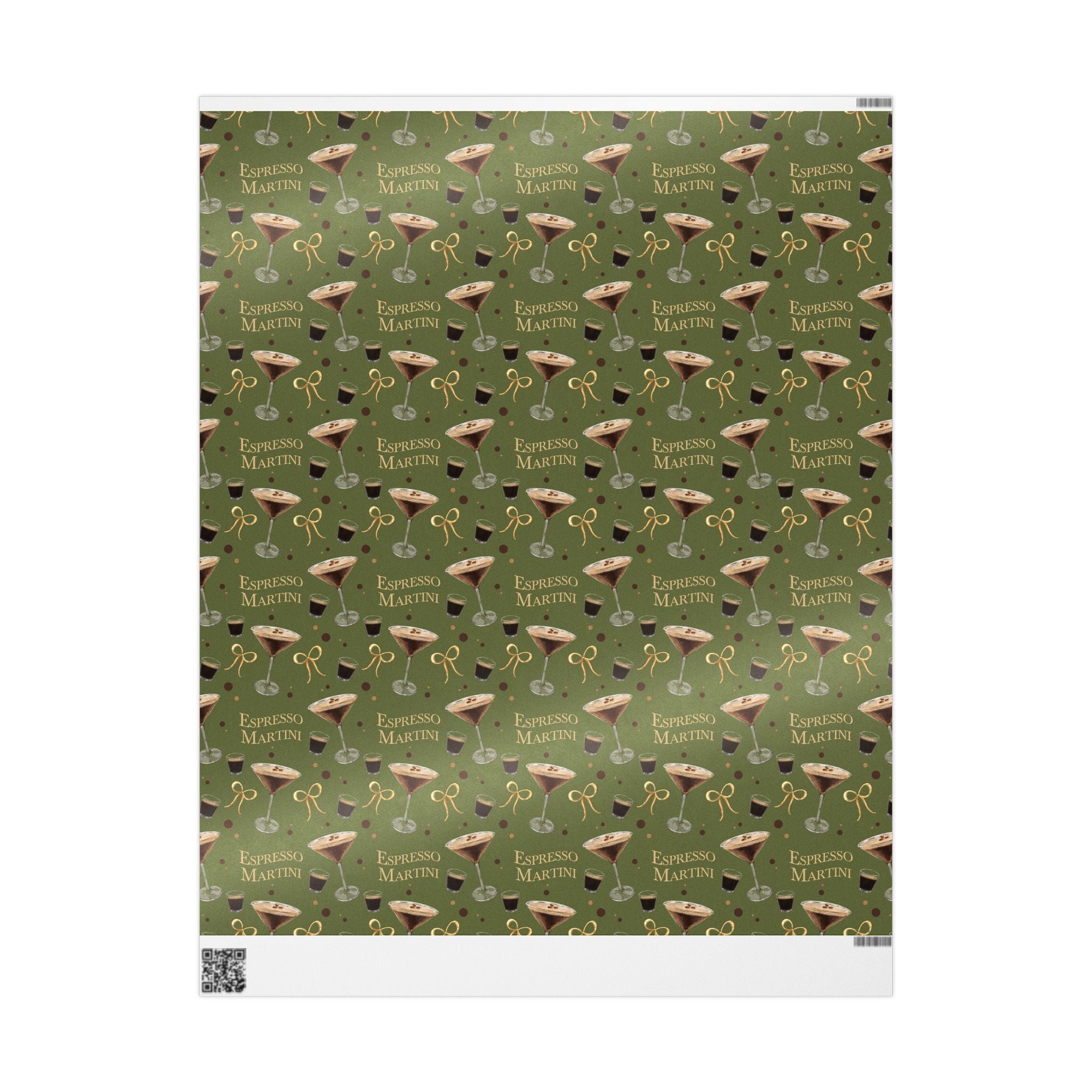 Espresso Martini Wrapping Paper Roll — Olive Green Espresso Collection Inspired Design