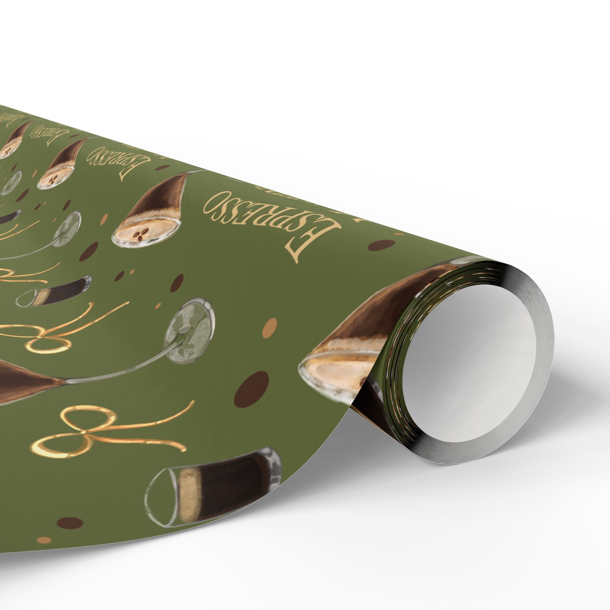 Espresso Martini Wrapping Paper Roll — Olive Green Espresso Collection Inspired Design