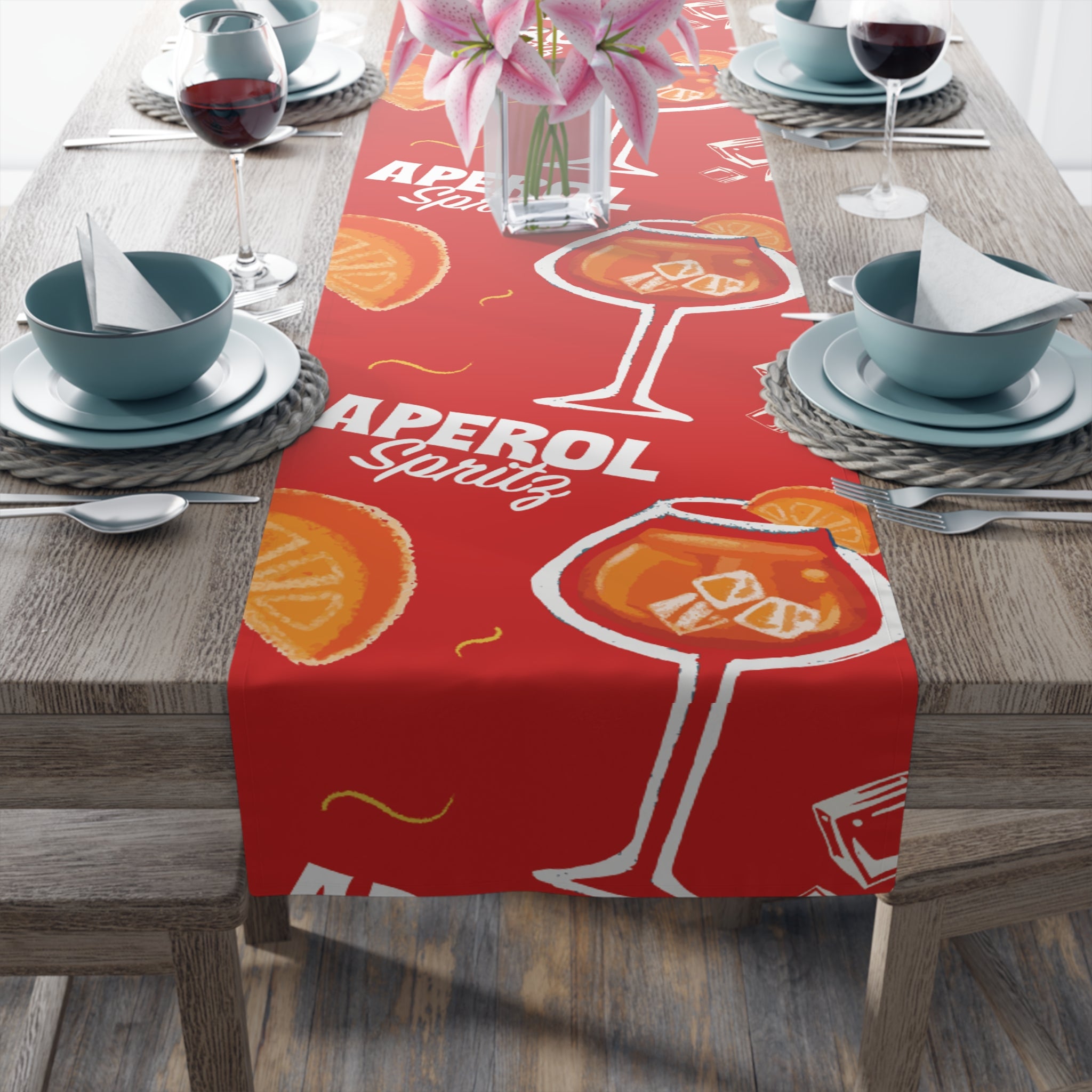 Aperol Spritz Table Runner — Aperol Red Collection Inspired Design