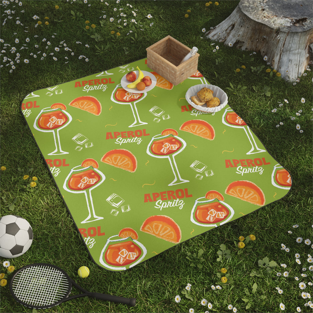 Aperol Spritz Picnic Blanket — Green Aperol Inspired Design