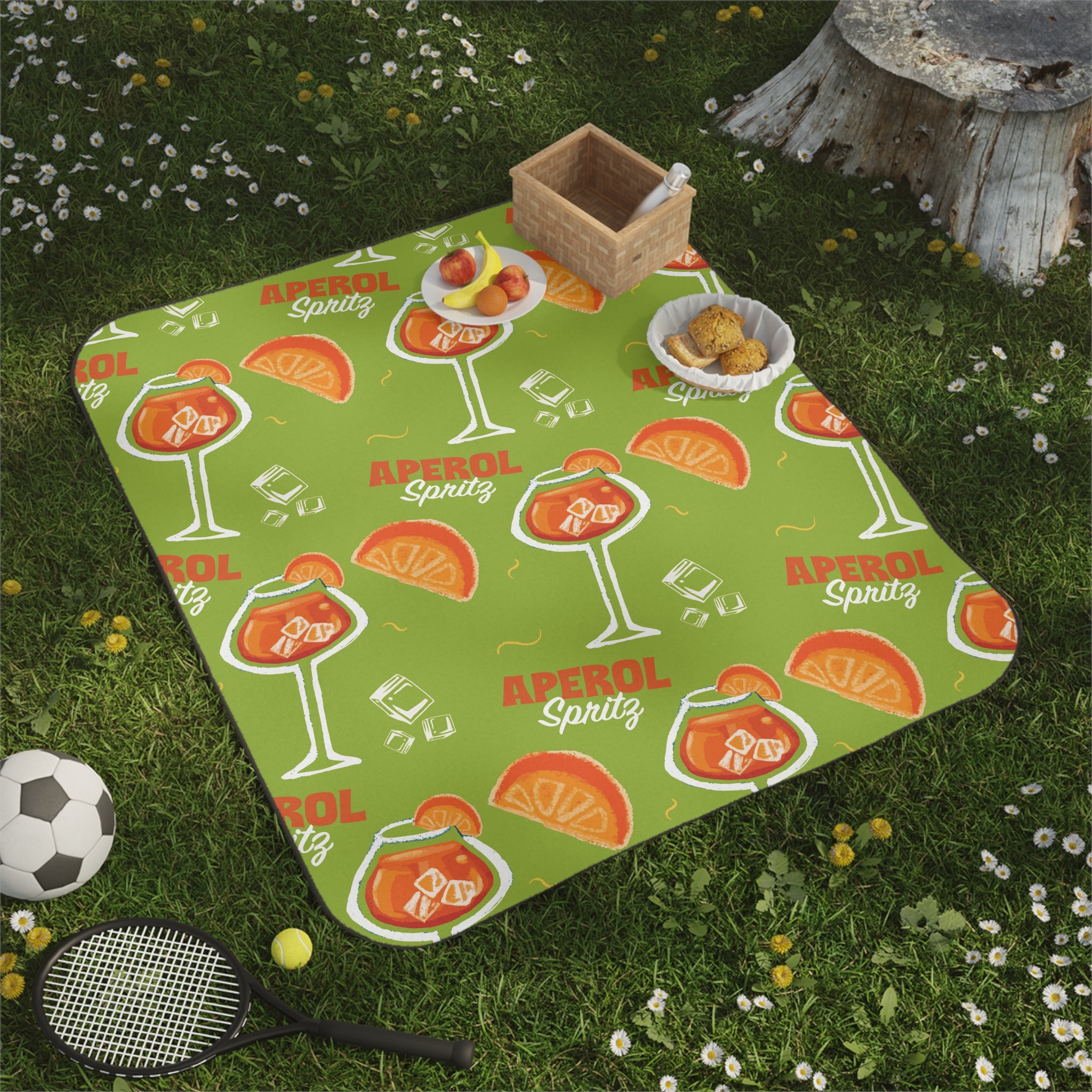 Aperol Spritz Picnic Blanket — Green Aperol Inspired Design