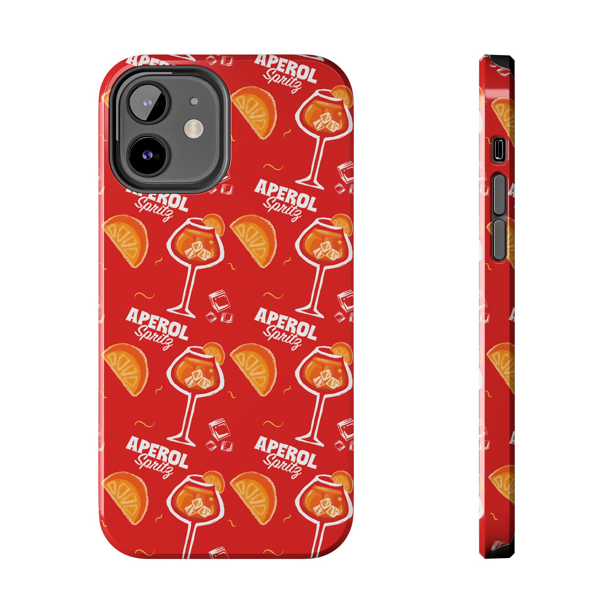 Aperol Spritz Tough Phone Case — Red Cocktail Pattern Protective Cover