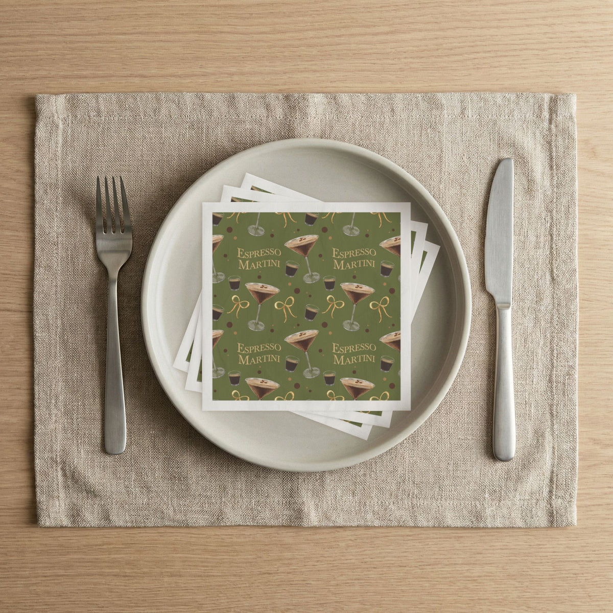 Espresso Martini 50pcs Napkins — Olive Green Espresso Collection Inspired Design