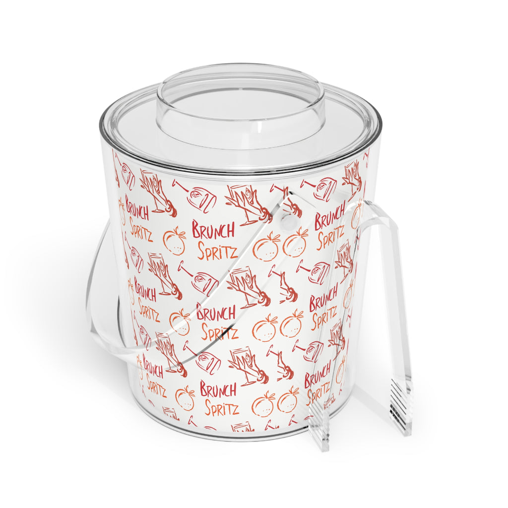 Brunch Spritz Ice Bucket with Tongs — White Brunch Collection Inspired Design