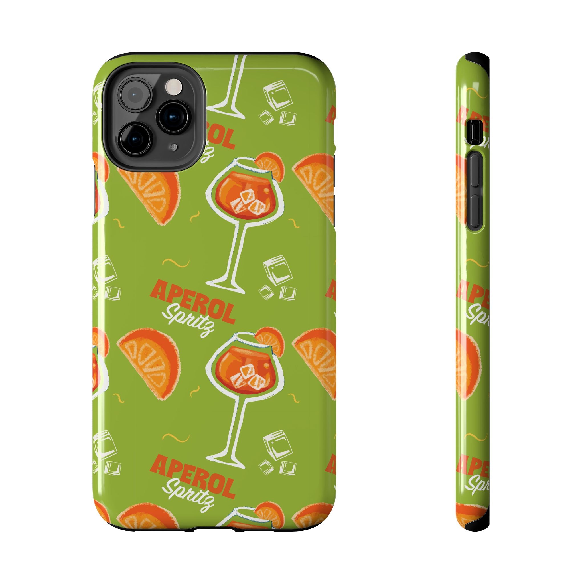 Aperol Spritz Tough Phone Case — Green Cocktail Pattern Phone Cover