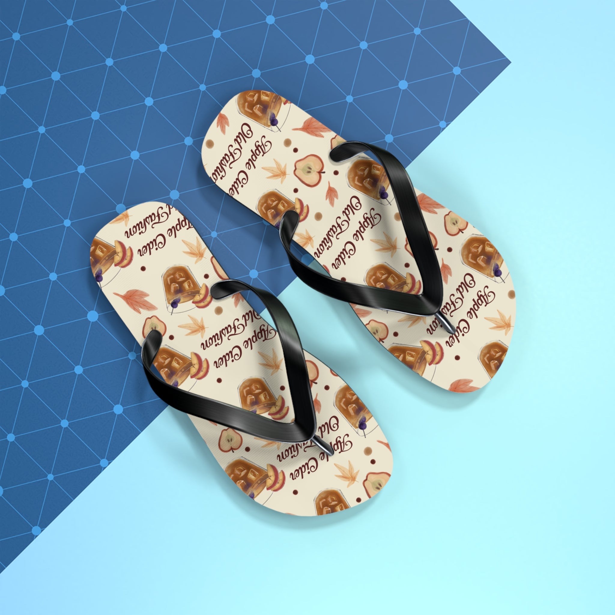 Apple Cider Old Fashioned Flip Flops — Beige Apple Cider Collection Inspired Design