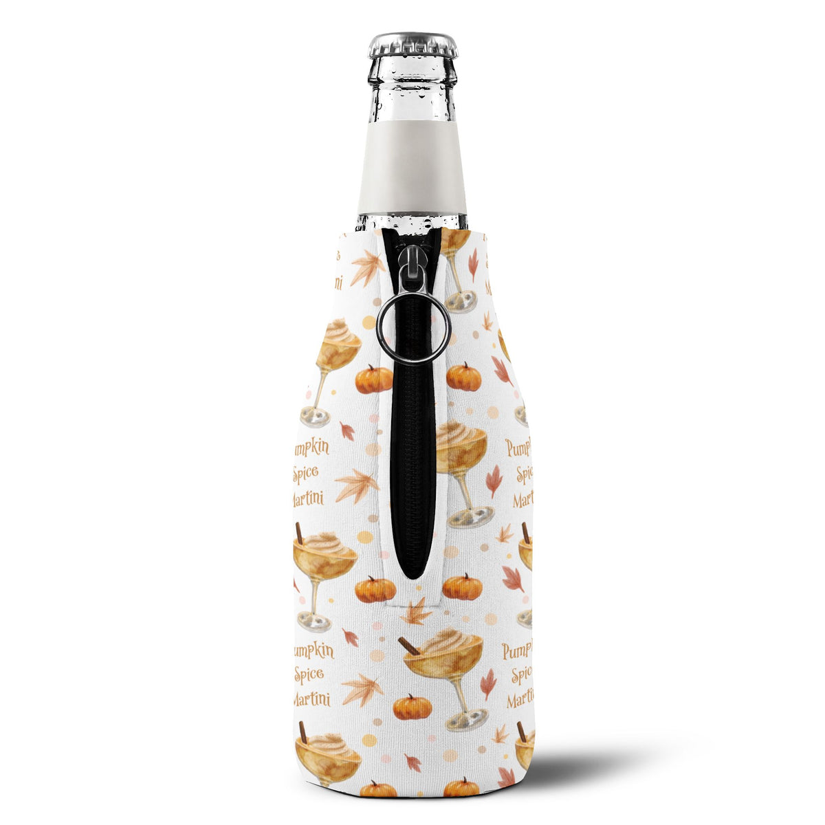 Pumpkin Spice Martini Zip-Up Bottle Cooler Sleeve — White Pumpkin Collection Inspired Design