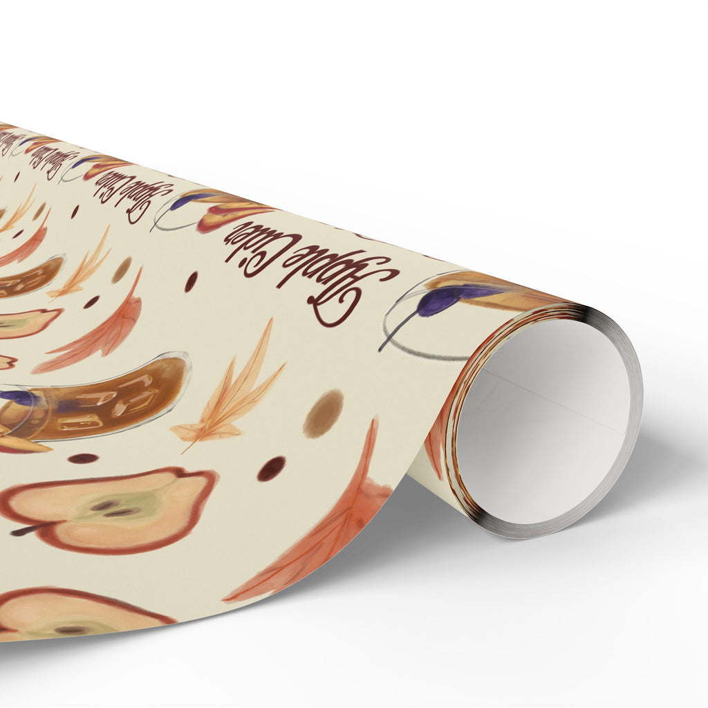 Apple Cider Old Fashioned Wrapping Paper Roll — Beige Apple Cider Collection Inspired Design