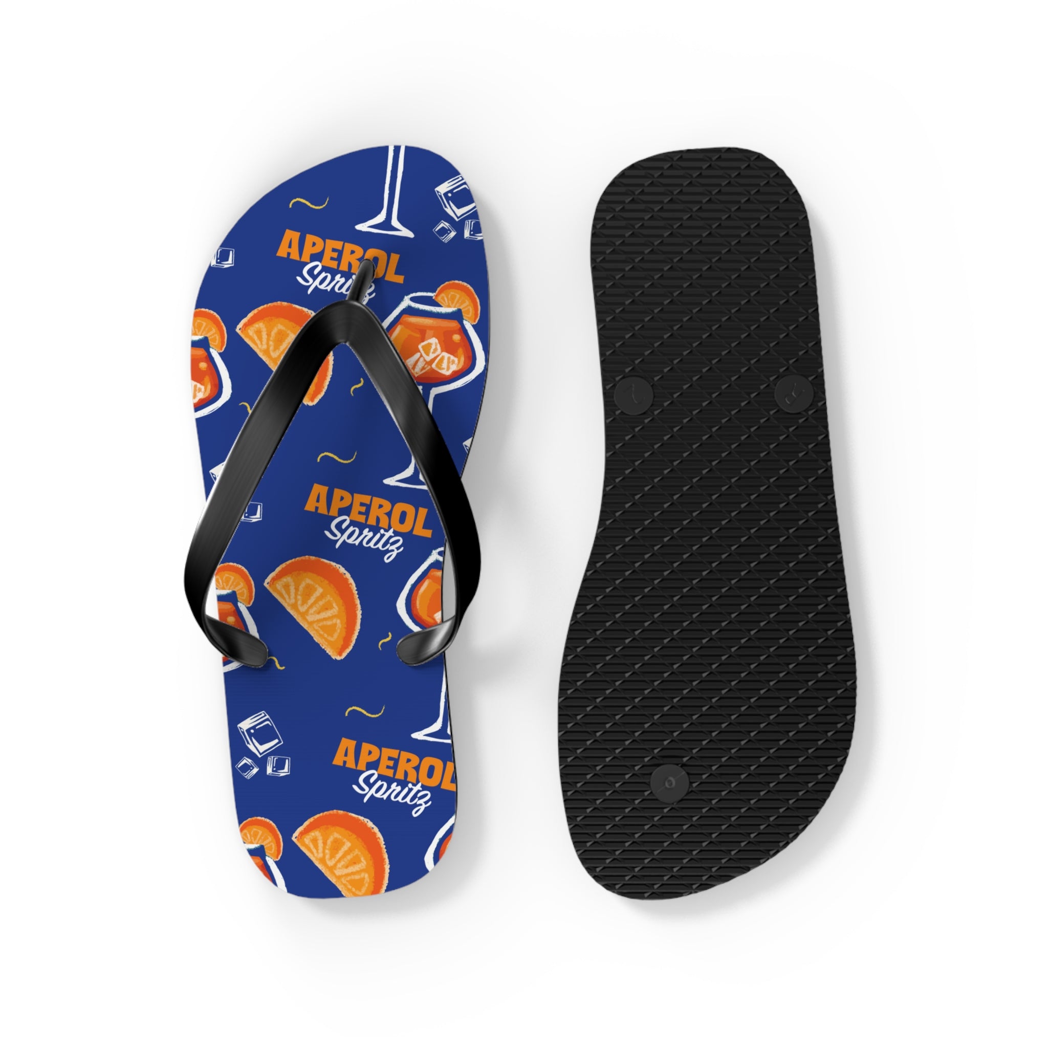 Aperol Spritz Flip Flops — Summer Cocktail Pattern Beach Sandals