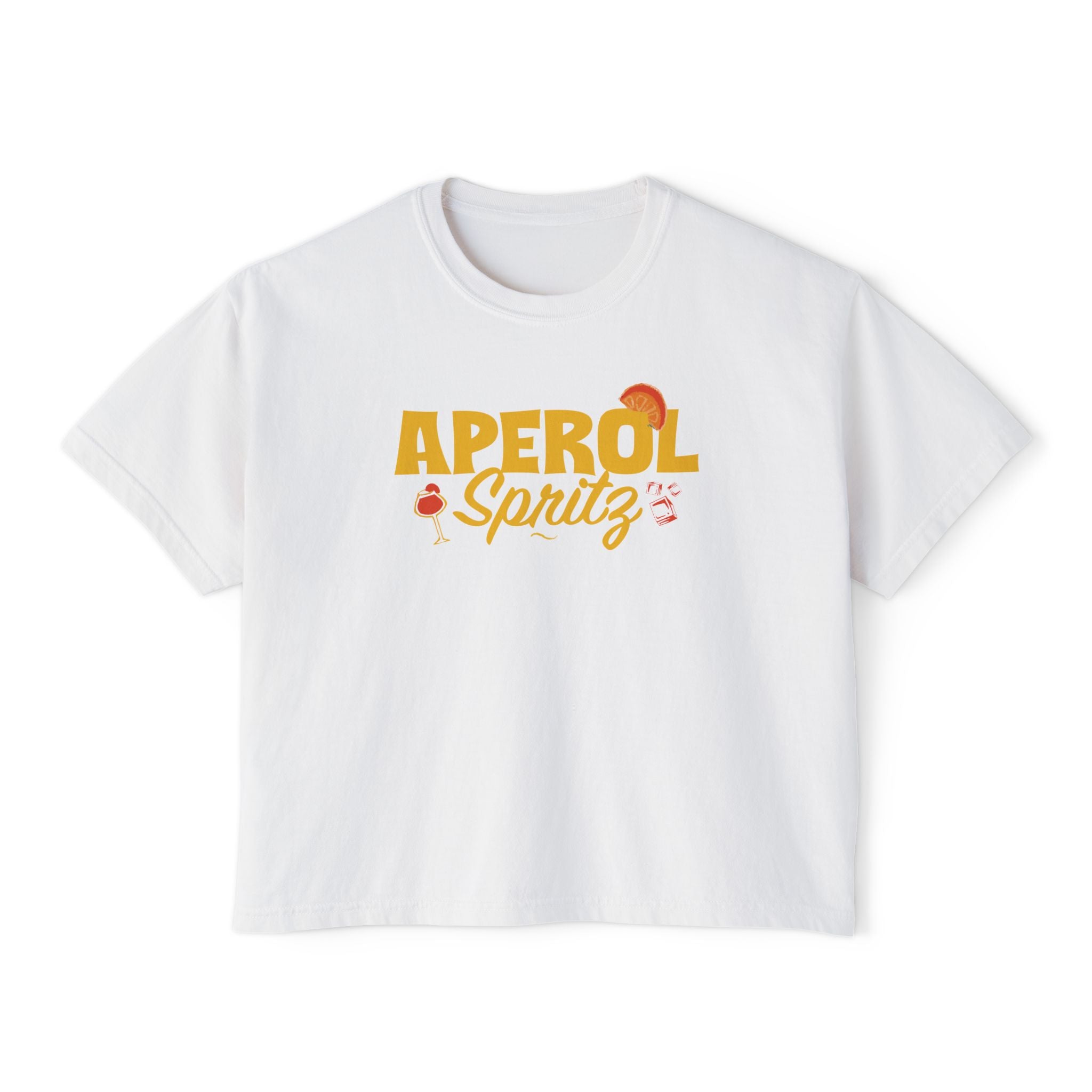 Aperol Spritz Cocktail Boxy Tee — Yellow Aperol Inspired Design