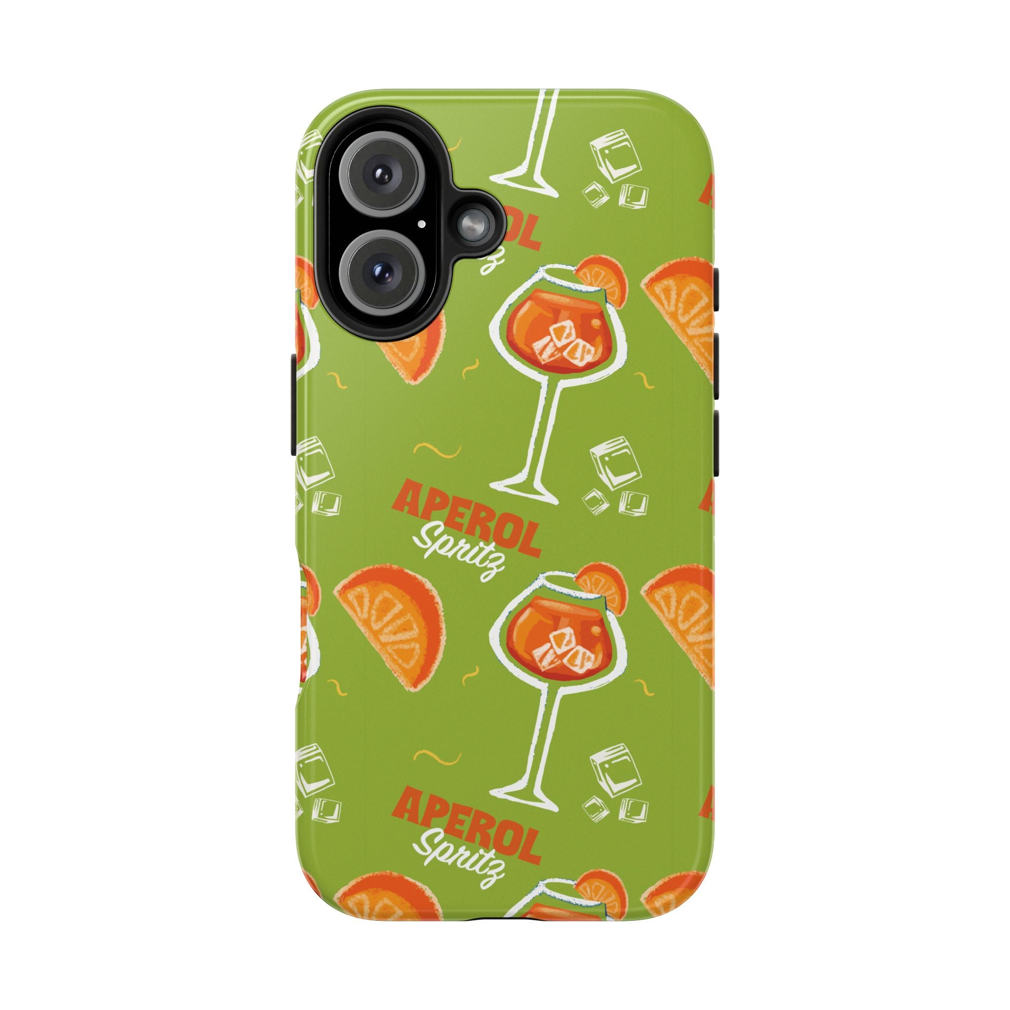 Aperol Spritz Tough Phone Case — Green Cocktail Pattern Phone Cover