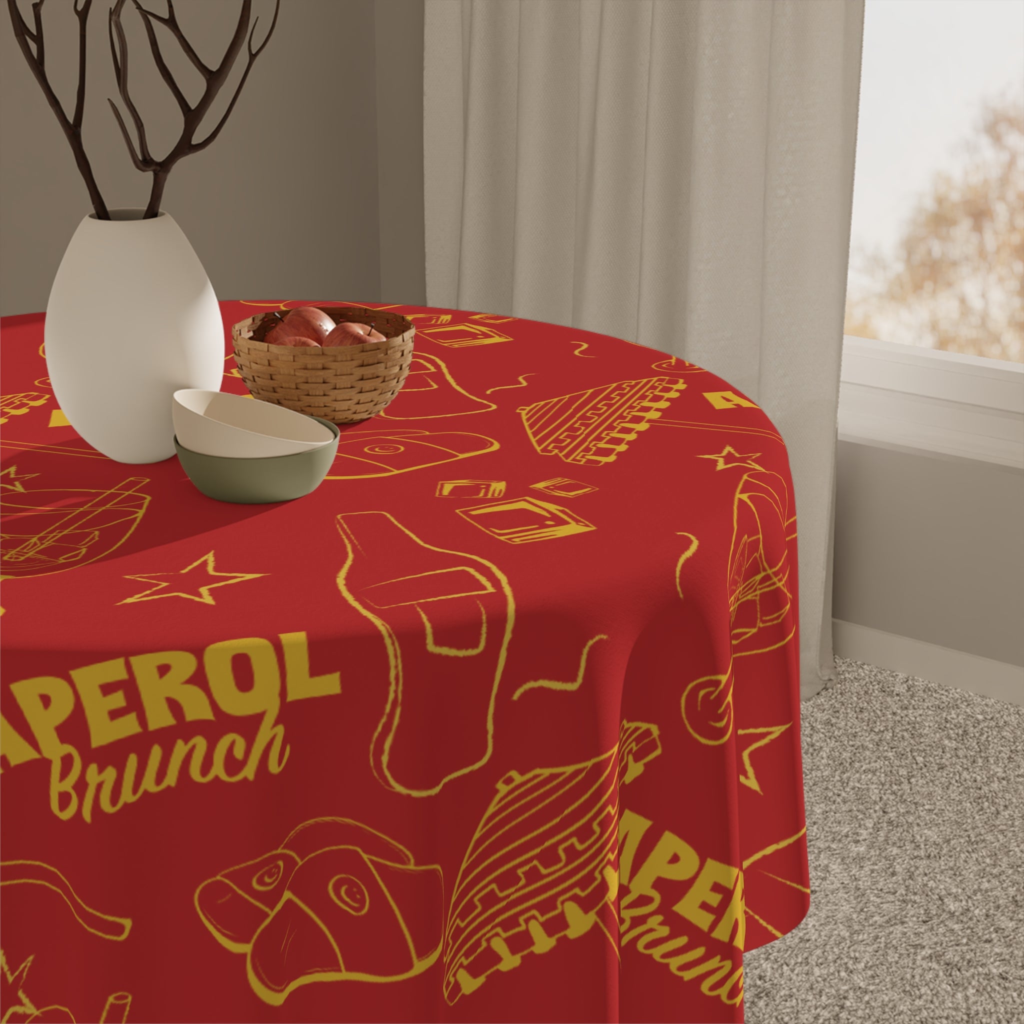 Aperol Brunch Collection Tablecloth — Red Brunch Inspired Design