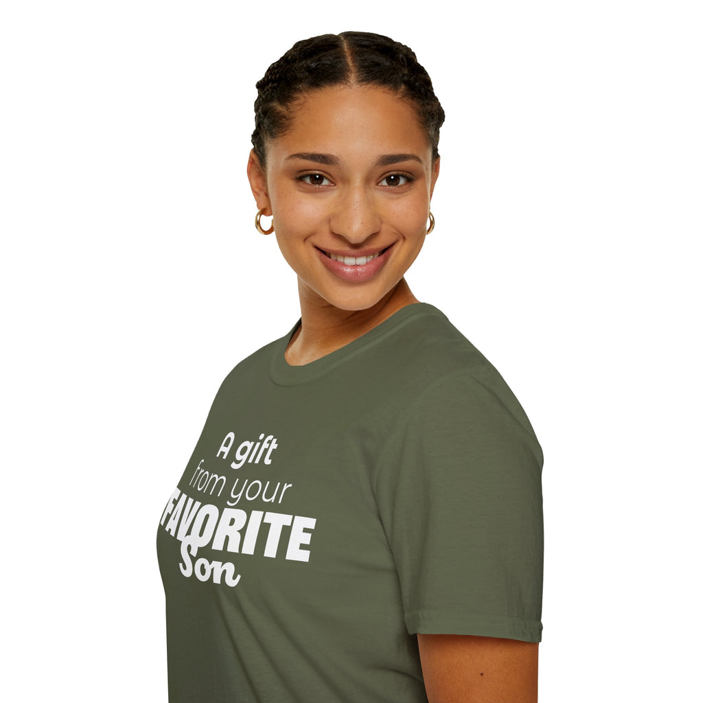 Favorite Son Gift for Mom T-Shirt – Funny Mother’s Day Shirt from Son | Mom Graphic Tee