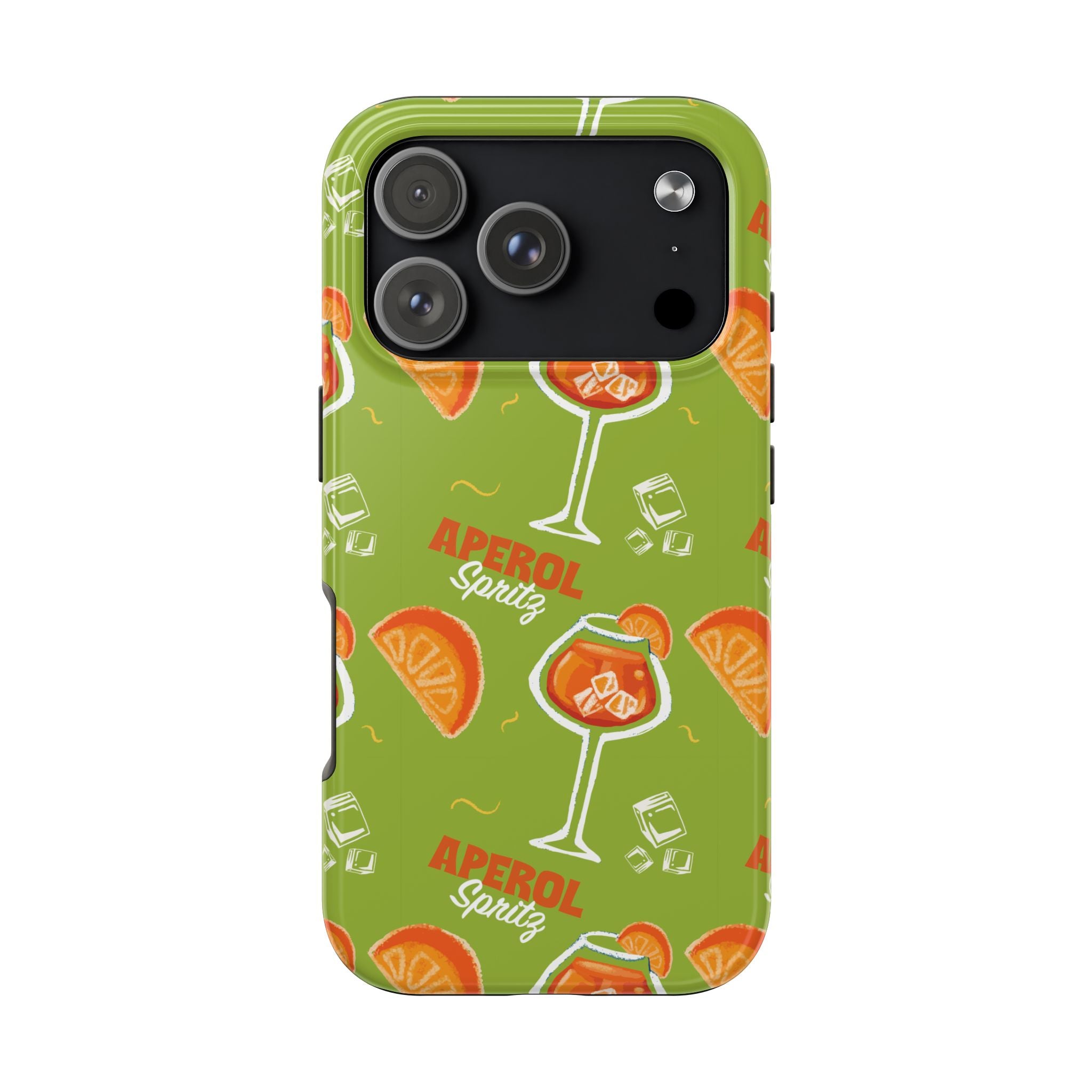 Aperol Spritz Tough Phone Case — Green Cocktail Pattern Phone Cover