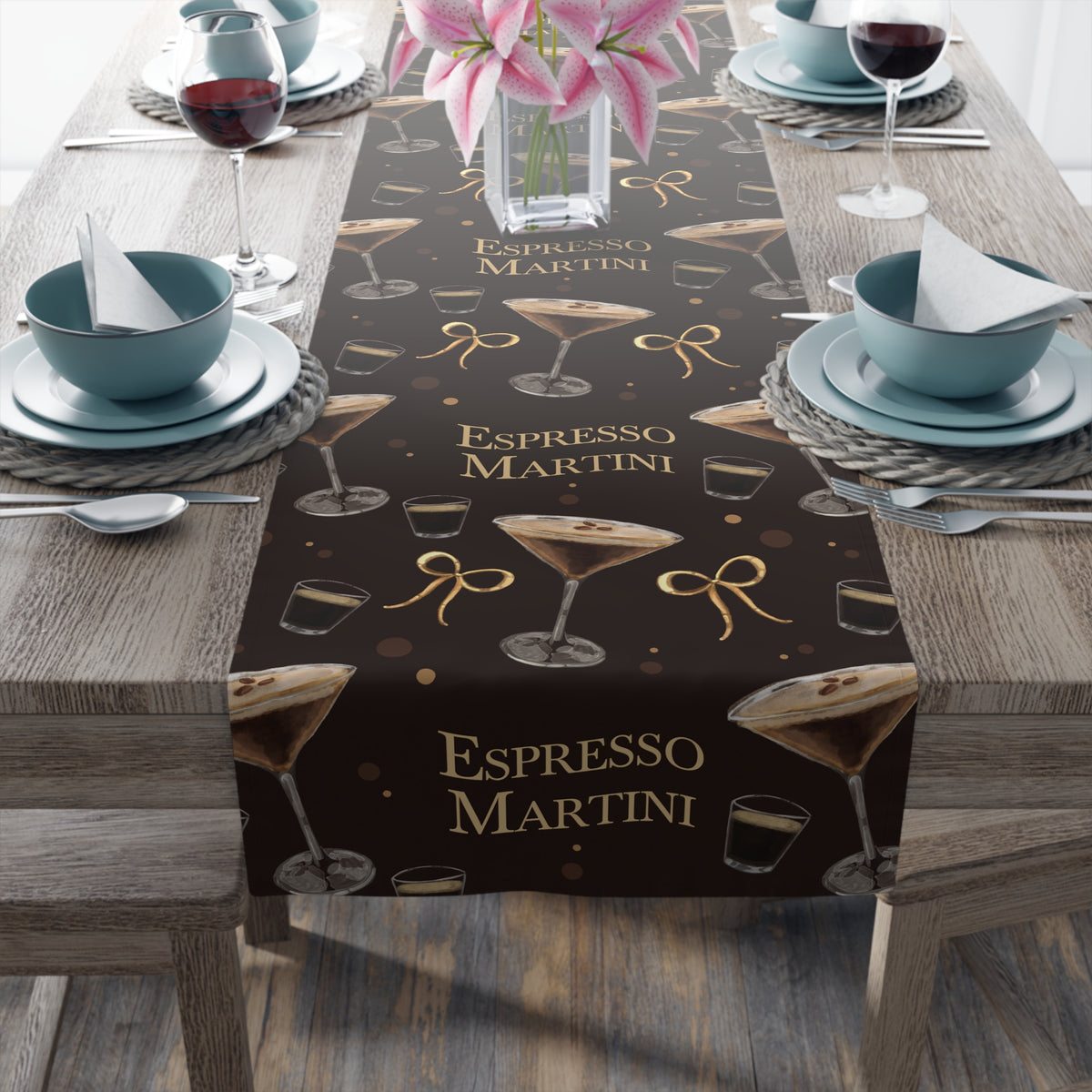 Espresso Martini Table Runner — Dark Brown Espresso Collection Inspired Design