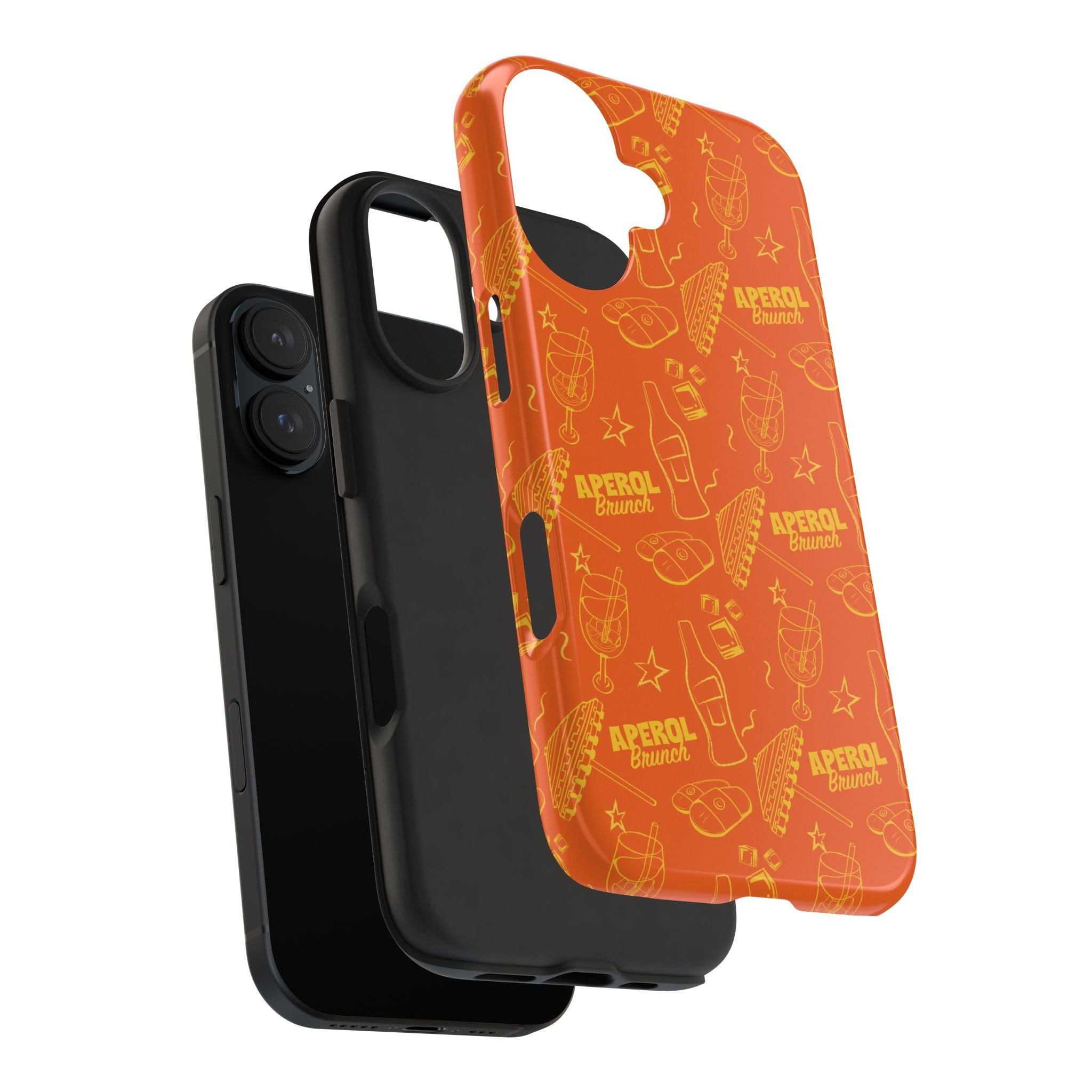 Aperol Spritz Tough Phone Case — Bright Orange Cocktail Pattern, Summer Barware Design