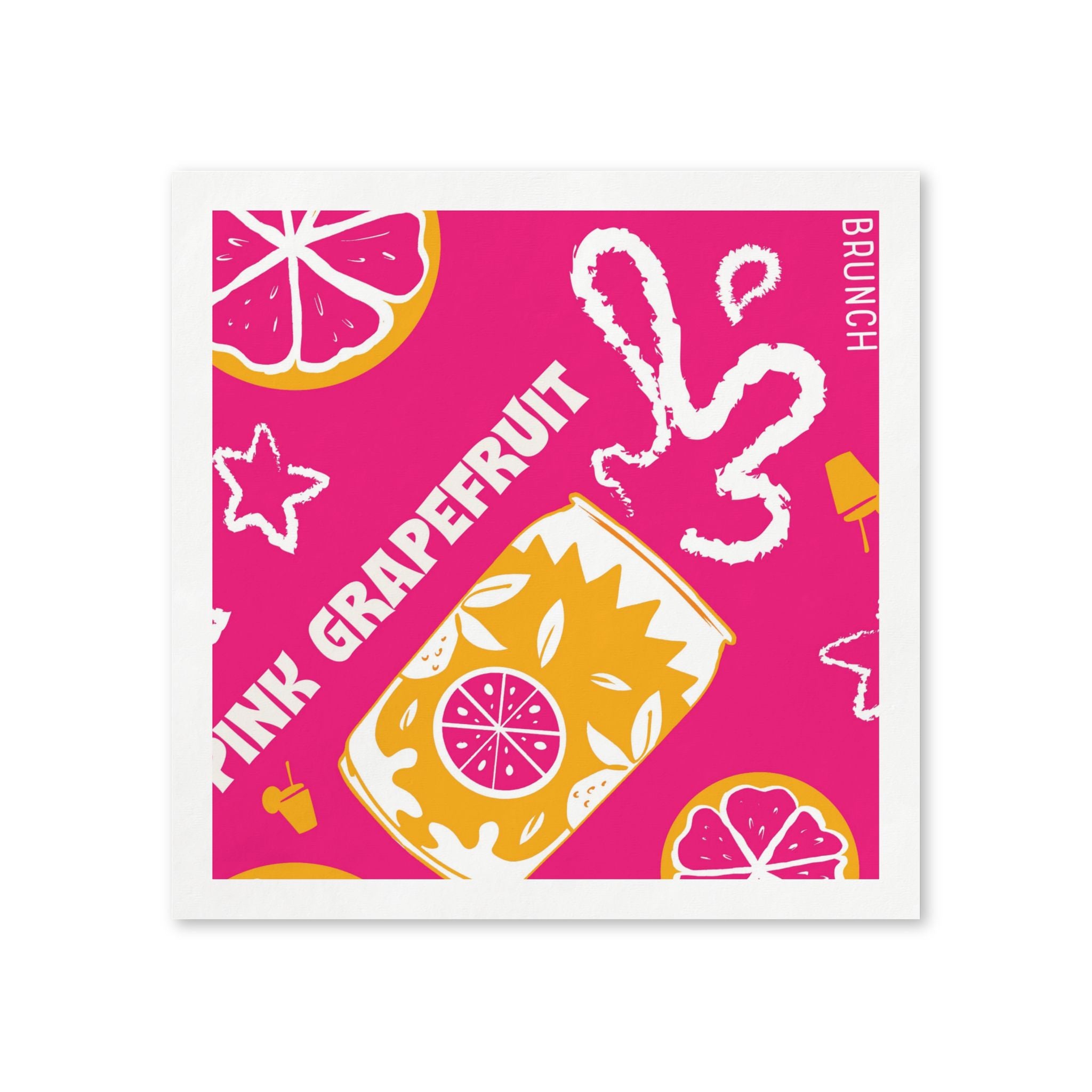 Pink Grapefruit Cocktail Napkins (Pack of 50) – Pink Citrus Paper Napkins, Brunch Party Decor, Beverage Napkins, Hostess Gift