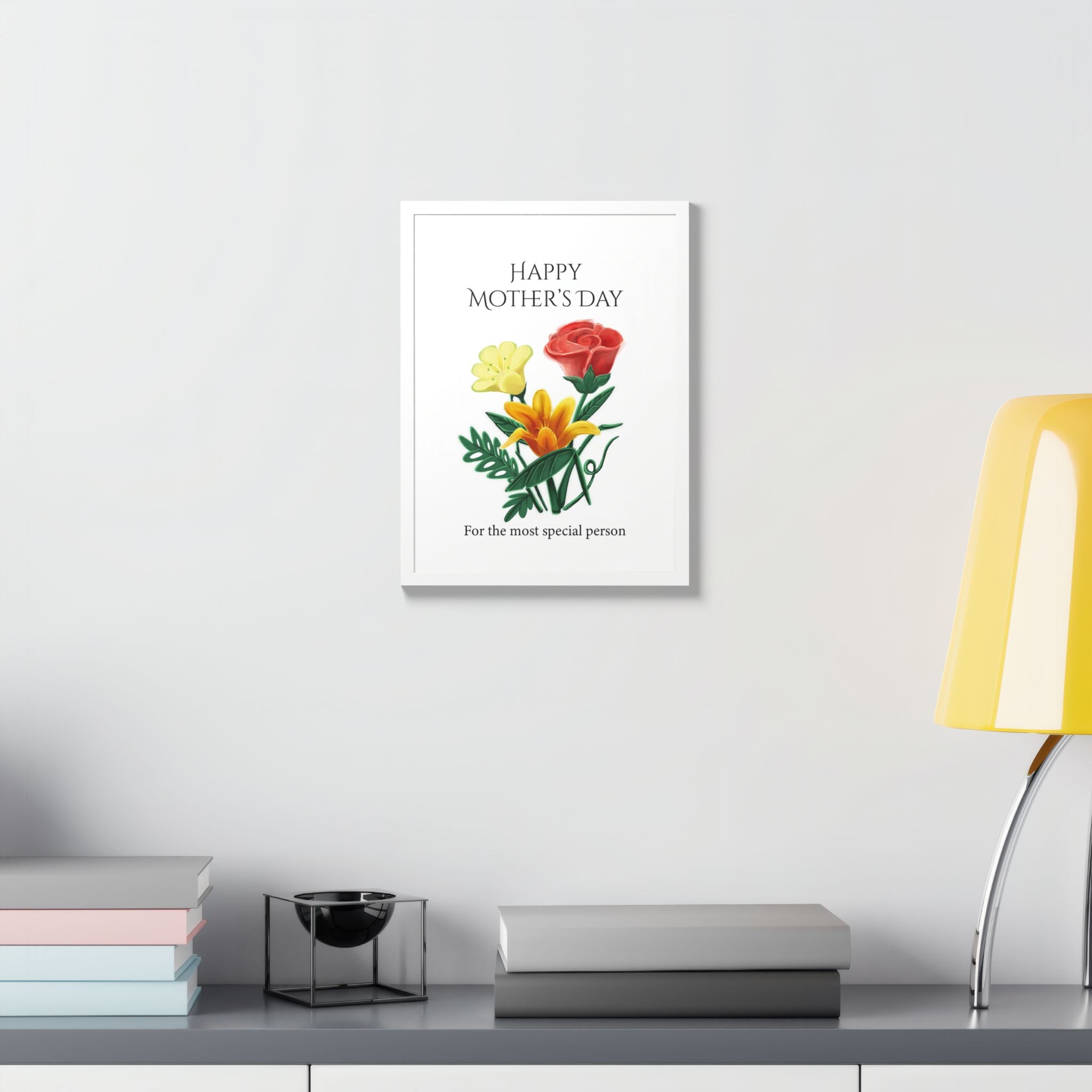 Mother’s Day Framed Floral Poster – Happy Mother’s Day Wall Art for Mom | Floral Gift Decor