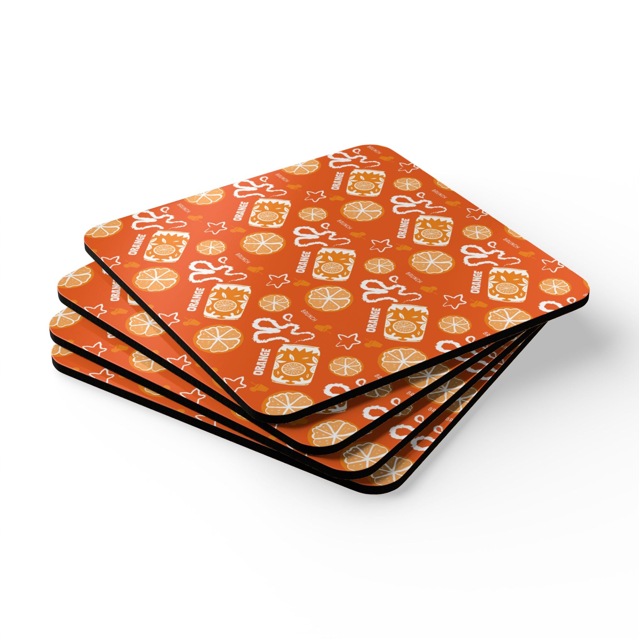 Orange Fruit Brunch Corkwood Coaster Set (4-Pack) – Orange Fruit Brunch Collection Inspired Design