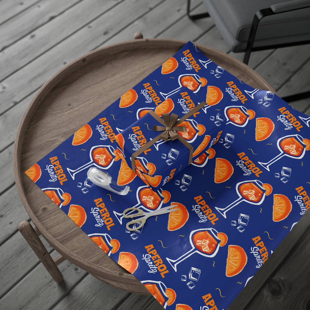 Aperol Spritz Peel Wrapping Paper Roll — Blue Spritz Collection Inspired Design