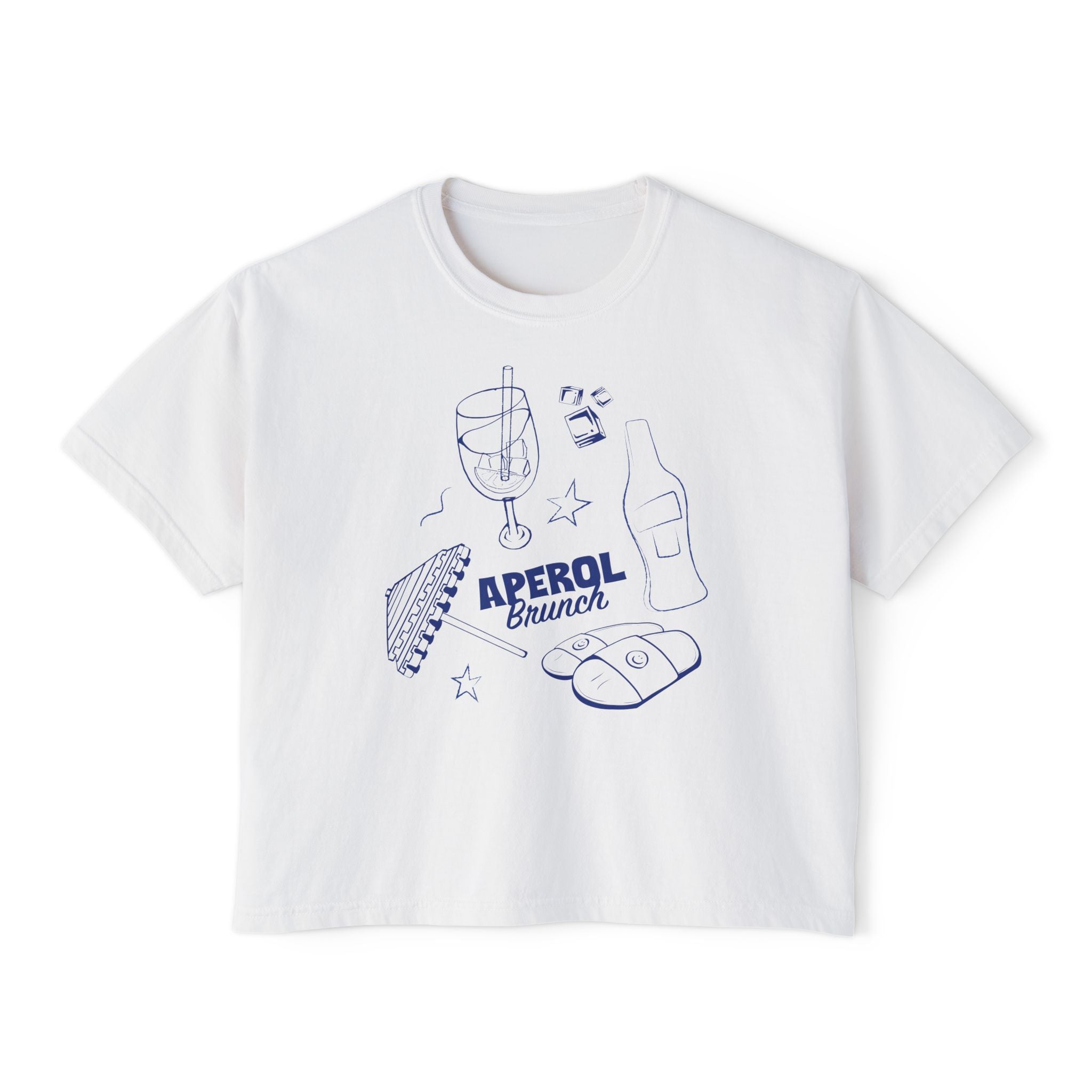 Aperol Brunch Women's Boxy Tee — Blue Aperol Inspired Design