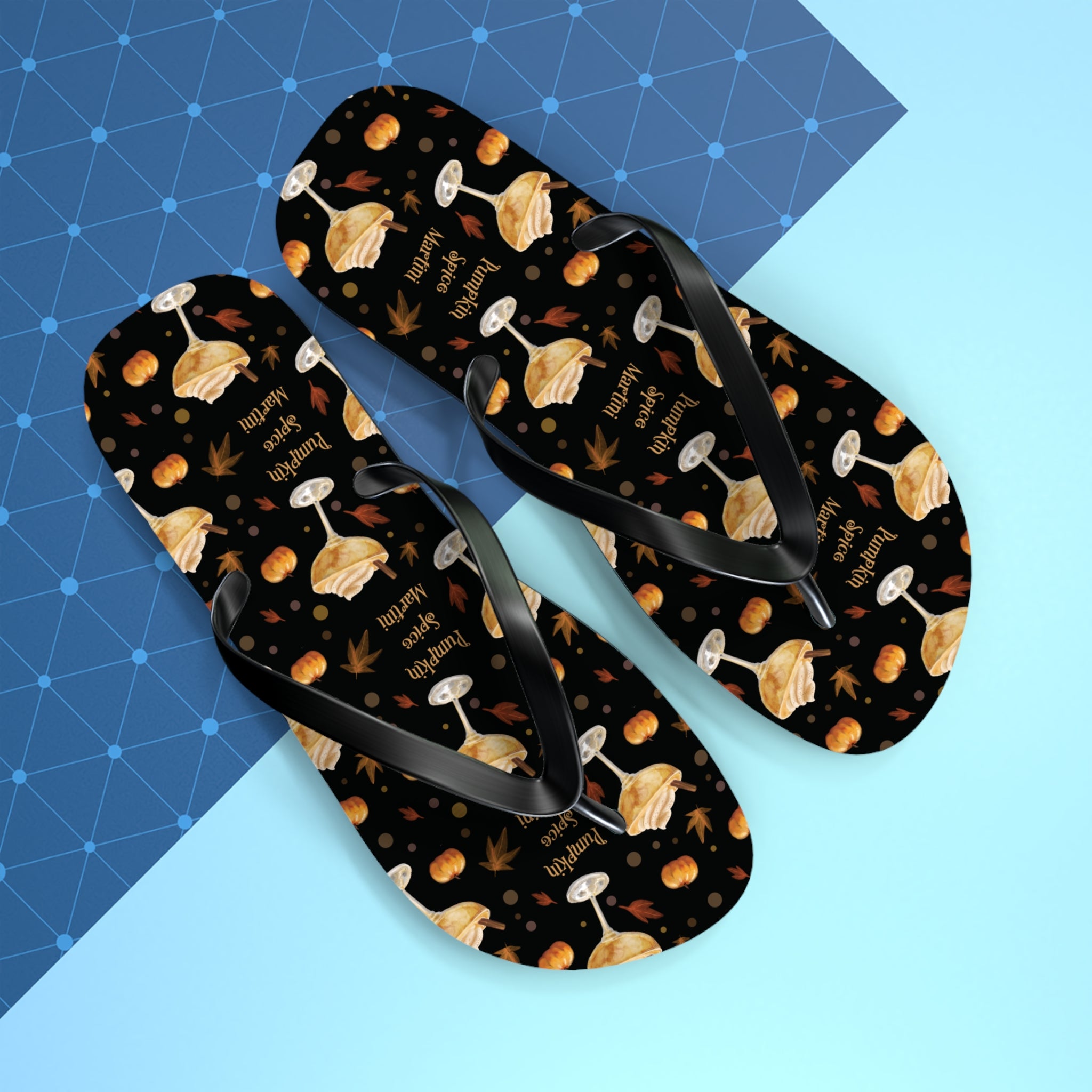 Pumpkin Spice Martini Flip Flops — Black Pumpkin Collection Inspired Design