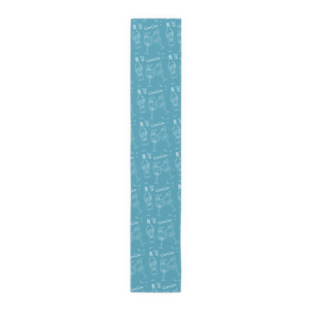 Cin Cin Spritz Table Runner — Turquoise Citrus Cocktail Pattern