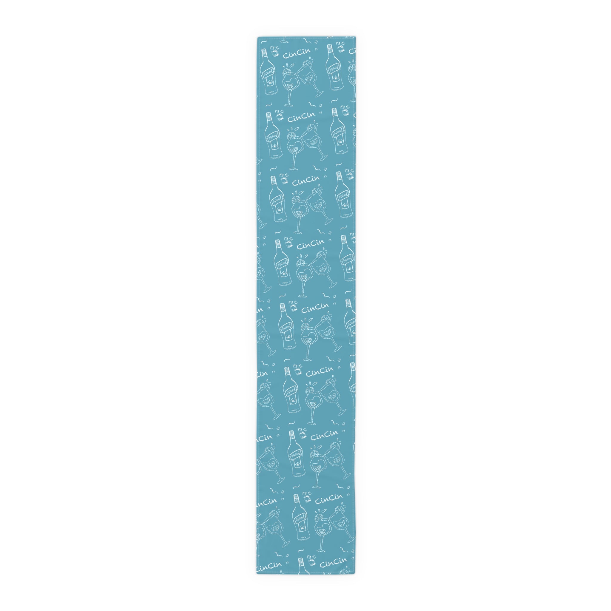 Cin Cin Spritz Table Runner — Turquoise Citrus Cocktail Pattern