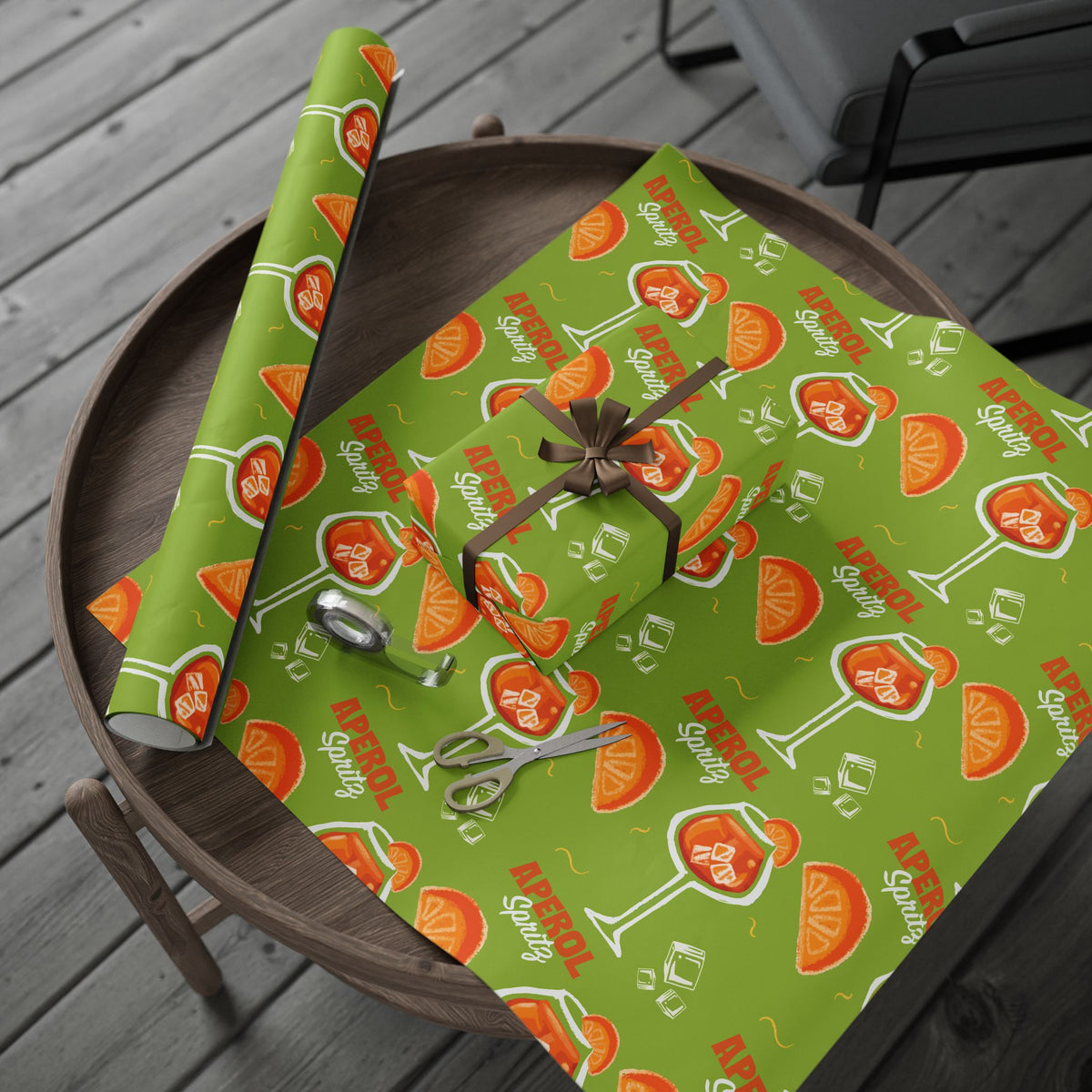 Aperol Spritz Peel Wrapping Paper Roll — Green Spritz Collection Inspired Design