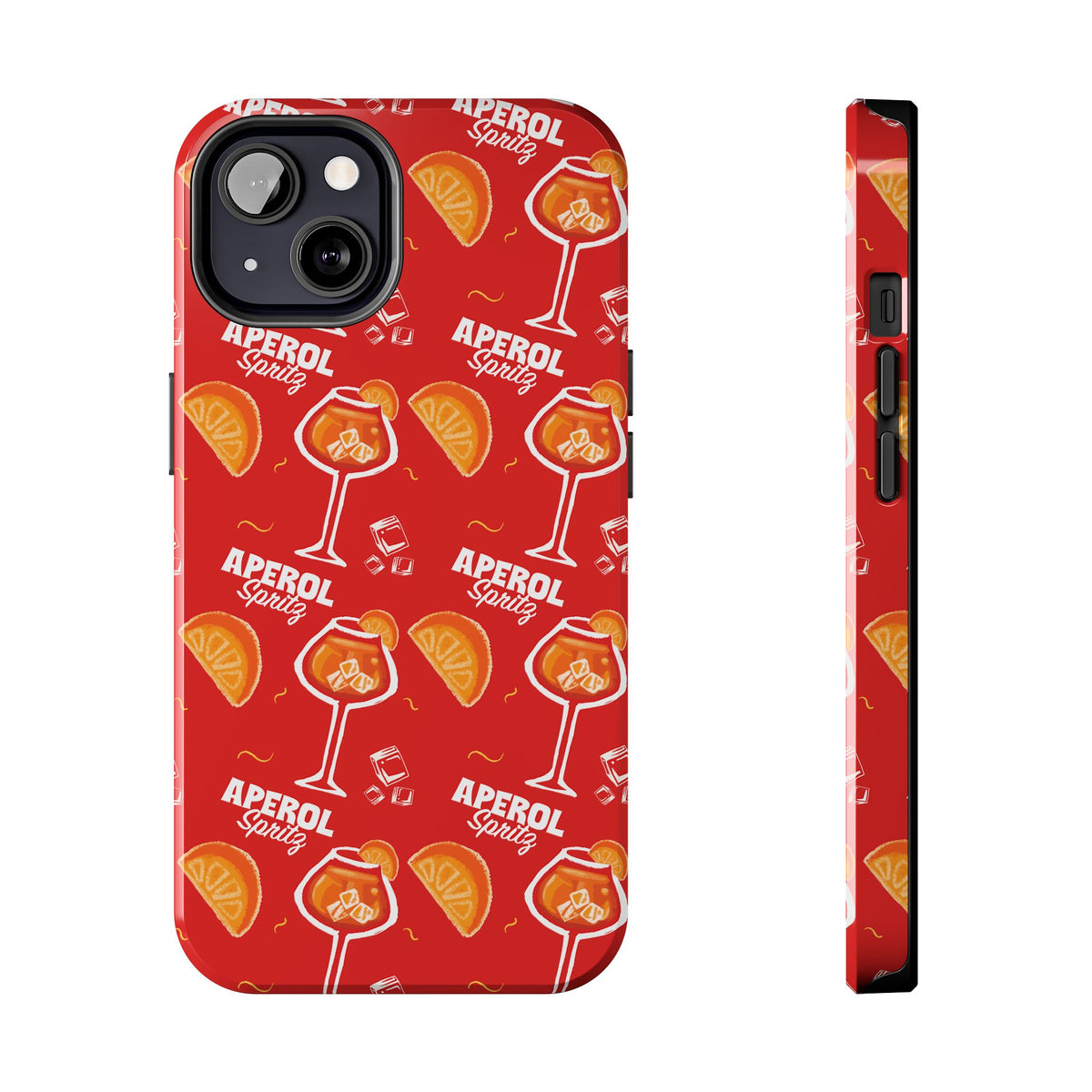 Aperol Spritz Tough Phone Case — Red Cocktail Pattern Protective Cover