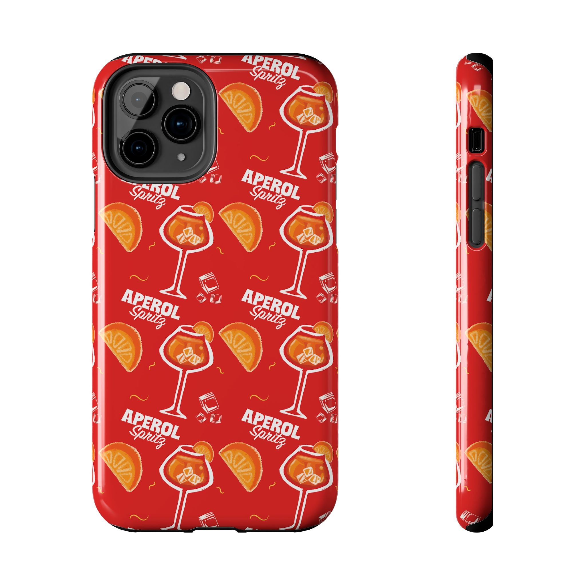 Aperol Spritz Tough Phone Case — Red Cocktail Pattern Protective Cover