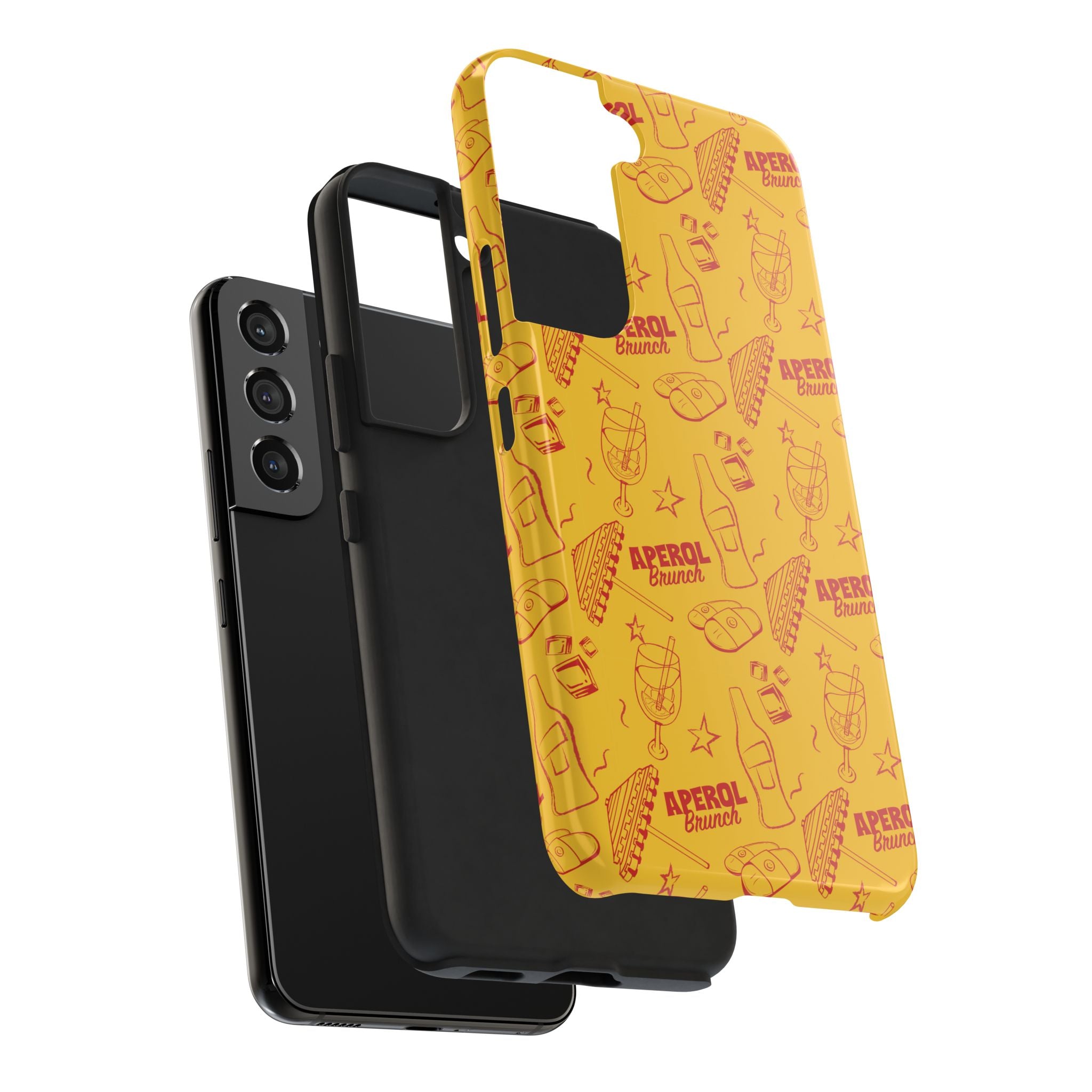 Aperol Brunch Tough Phone Case — Yellow Cocktail Patterned Protective Cover