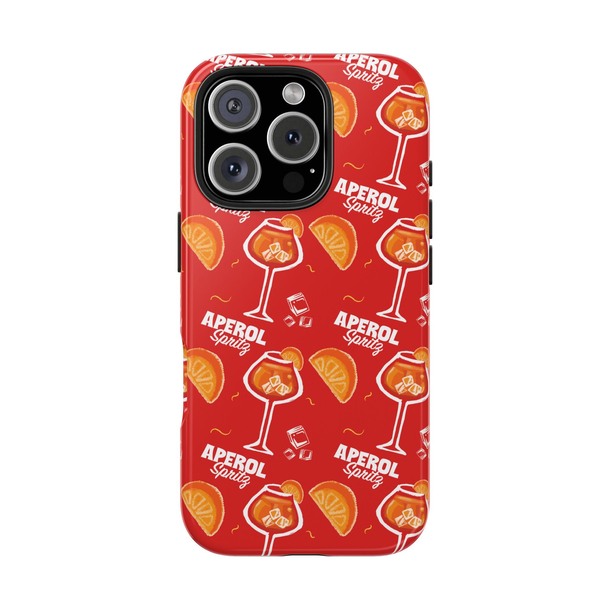 Aperol Spritz Tough Phone Case — Red Cocktail Pattern Protective Cover