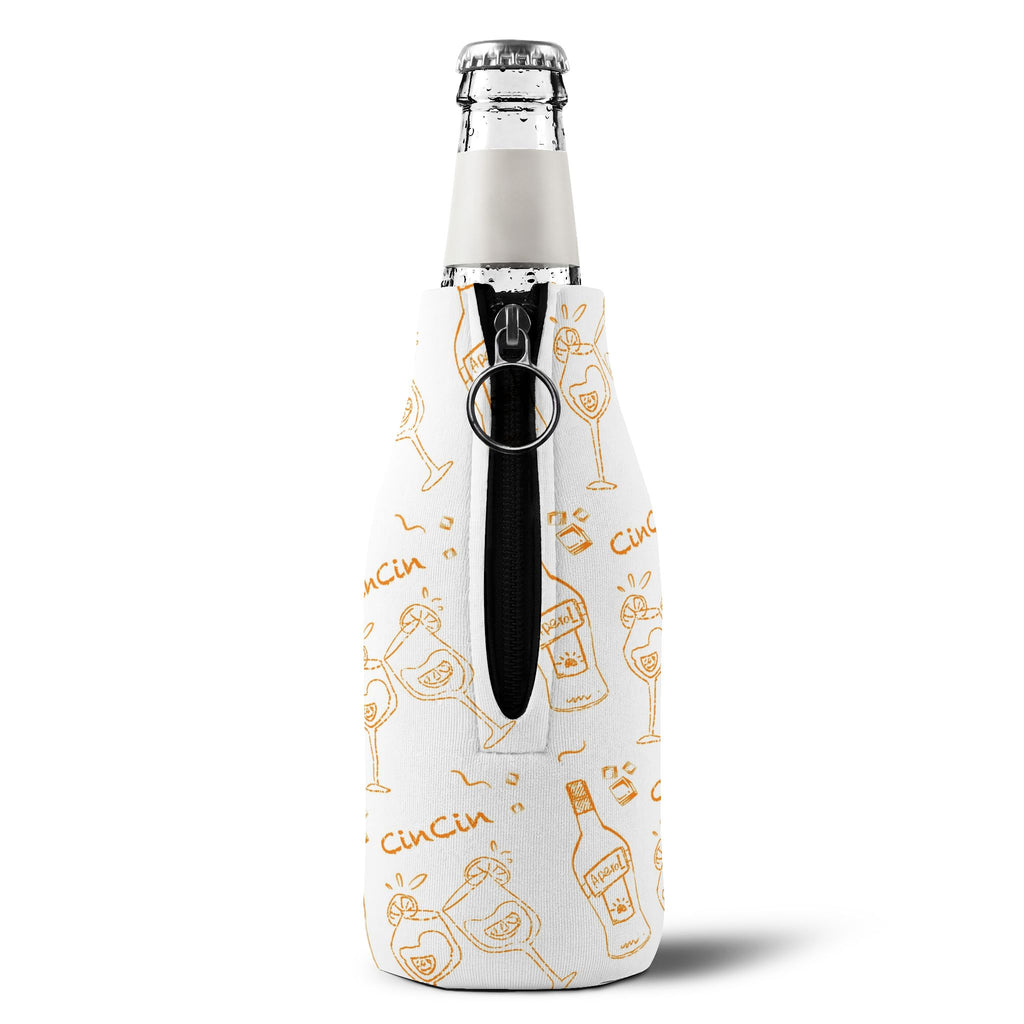 Cin Cin Zip-Up Bottle Cooler Sleeve — White Cin Cin Brunch Collection Inspired Design