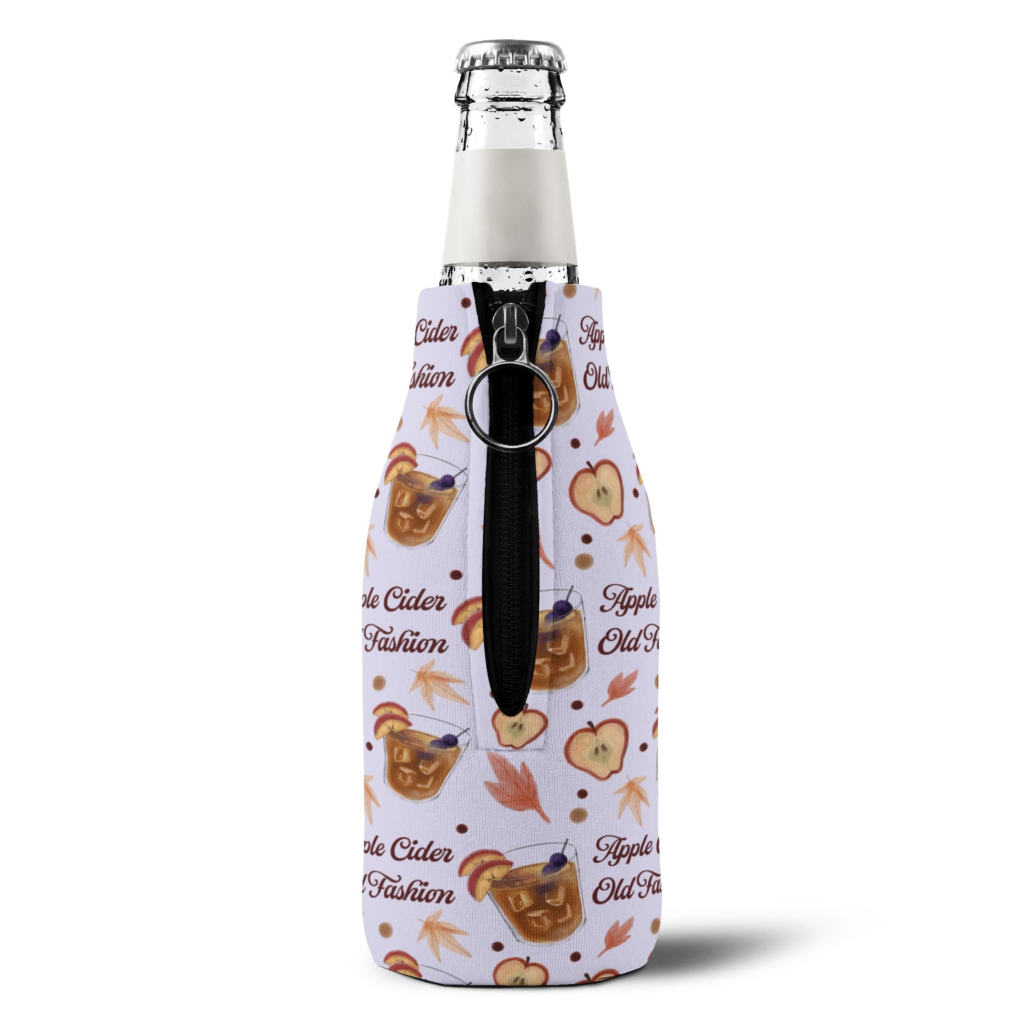 Apple Cider Old Fashioned Zip-Up Bottle Cooler Sleeve — Light Violet Apple Cider Collection Inspired Design