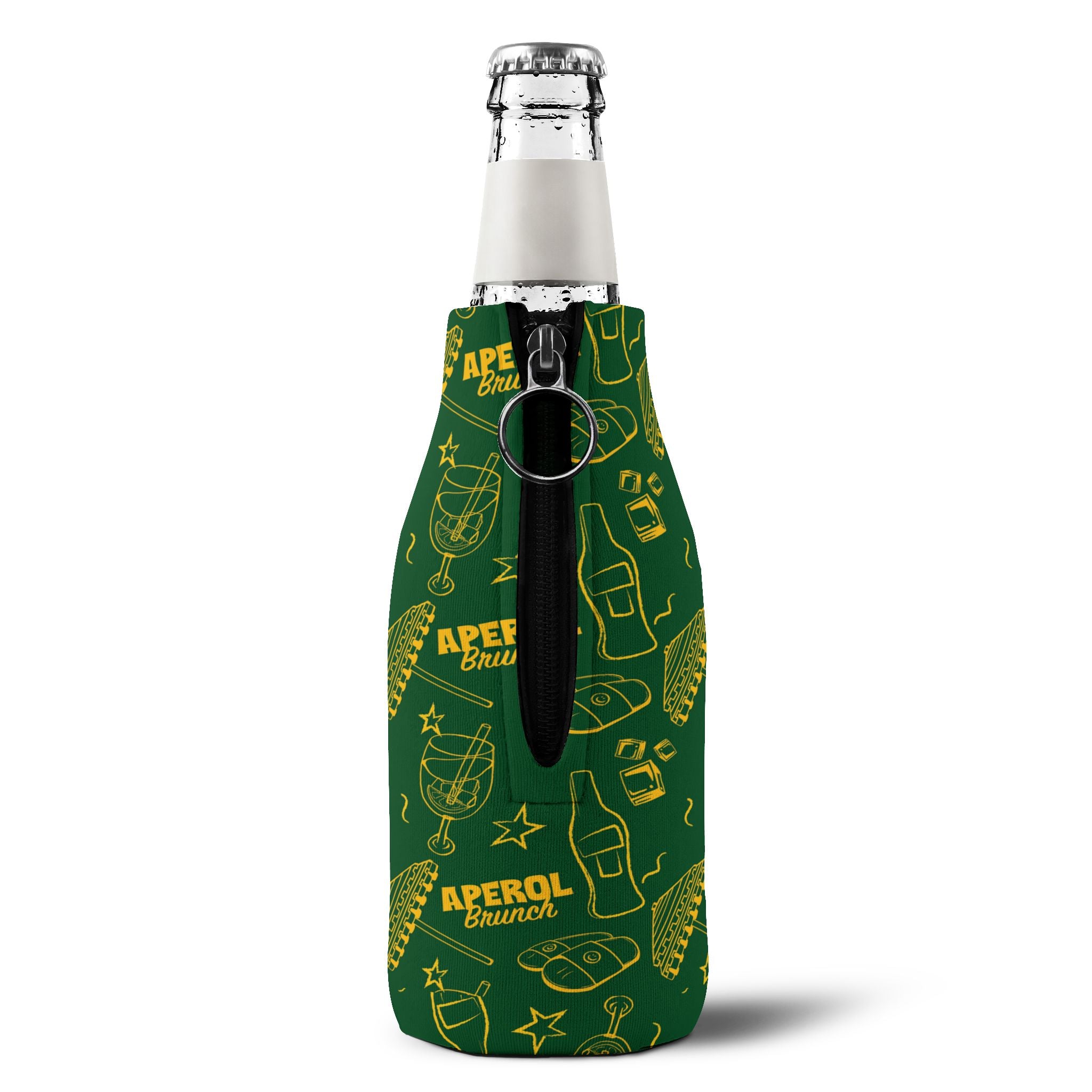 Aperol Brunch Zip-Up Bottle Cooler Sleeve — Green Brunch Collection Inspired Design
