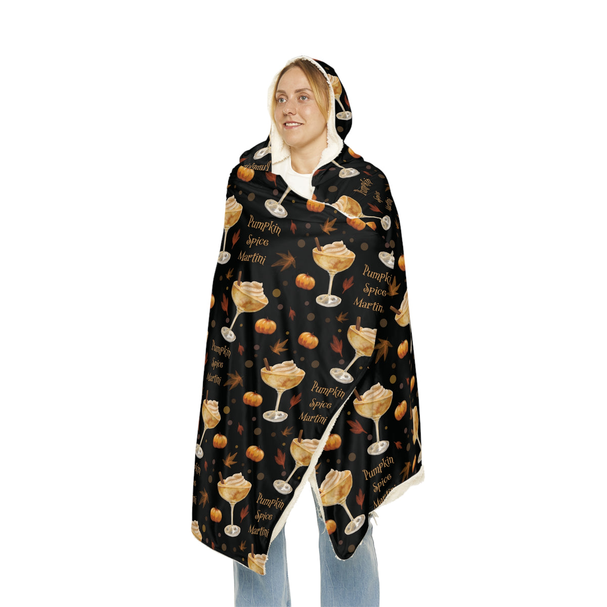 Pumpkin Spice Martini Hooded Throw Blanket — Black Pumpkin Collection Inspired Design