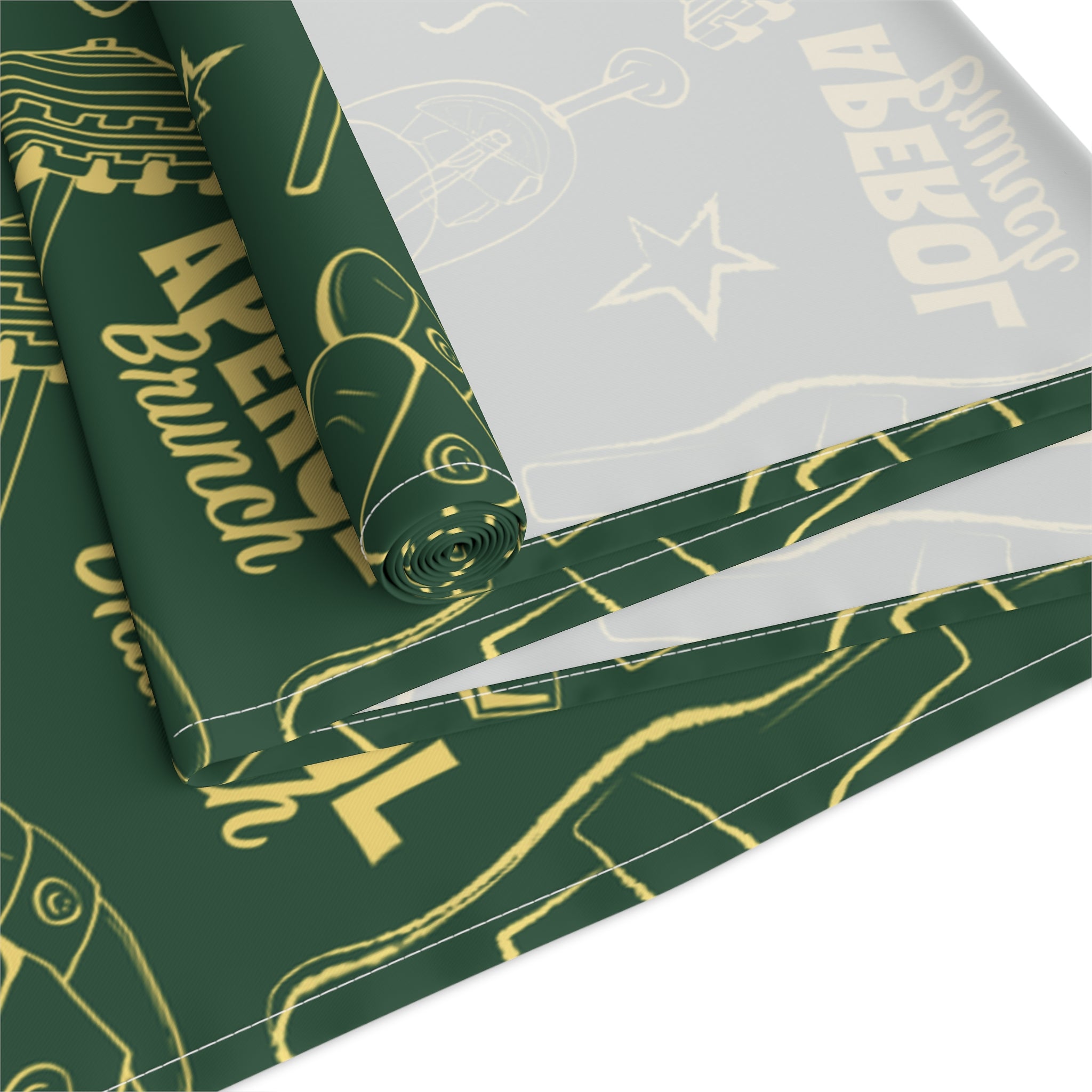 Aperol Brunch Table Runner — Green Citrus Summer Decor