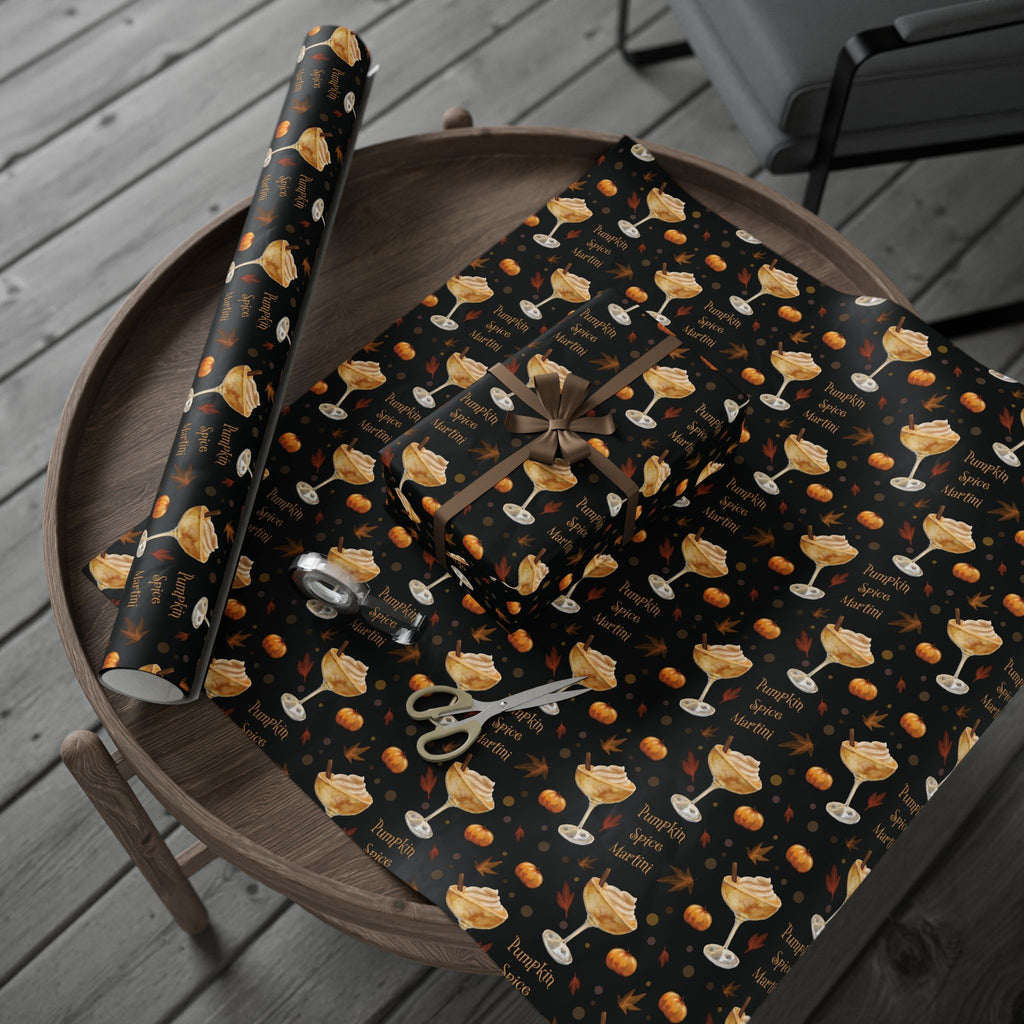 Pumpkin Spice Martini Wrapping Paper Roll – Black Pumpkin Collection Inspired Design