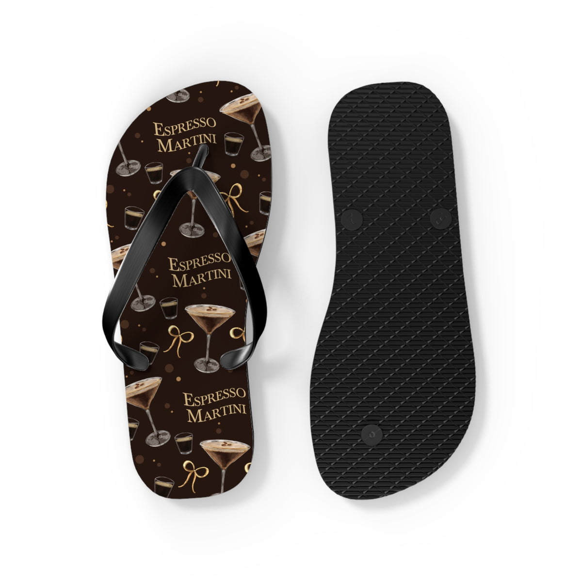 Espresso Martini Flip Flops — Dark Brown Espresso Collection Inspired Design