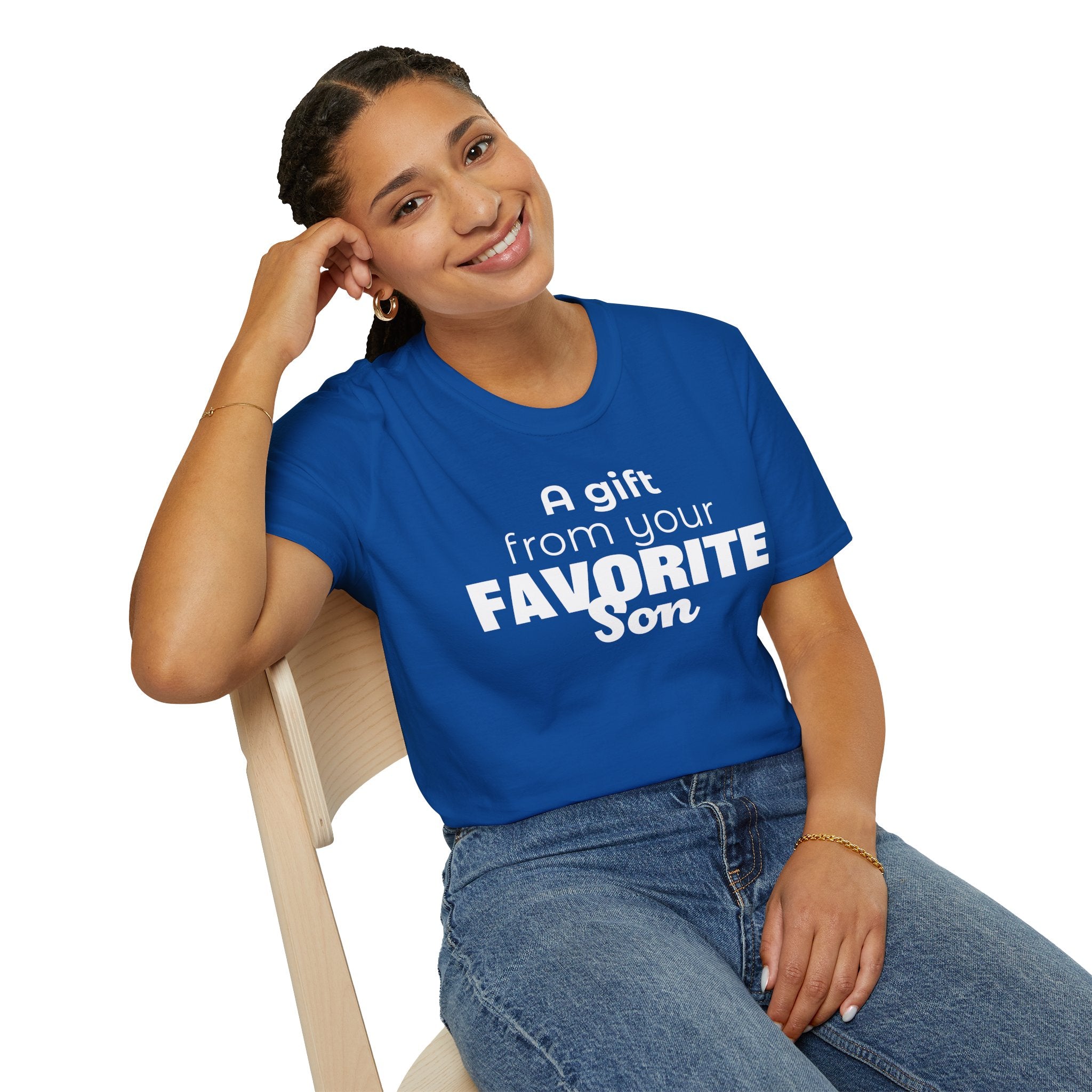 Favorite Son Gift for Mom T-Shirt – Funny Mother’s Day Shirt from Son | Mom Graphic Tee