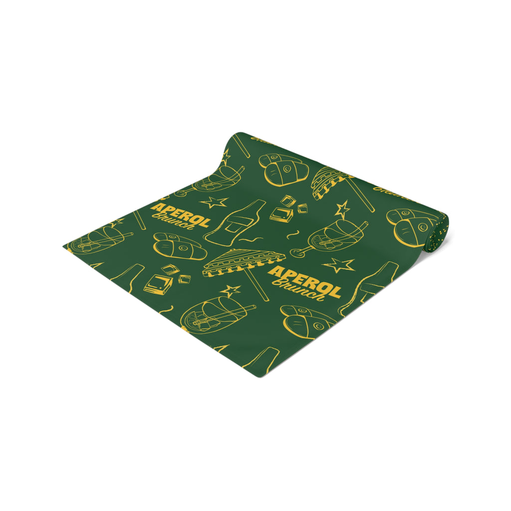 Aperol Brunch Table Runner — Green Citrus Summer Decor