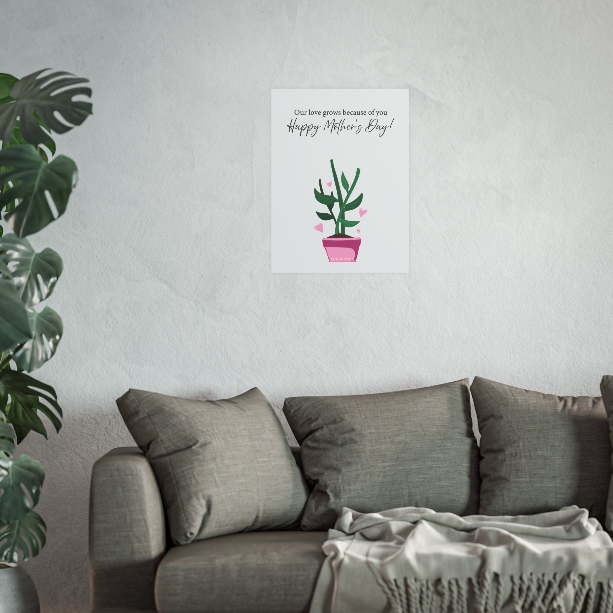 Mother's Day Plant Poster for Painting | "Our love grows because of you" - a gift for mom