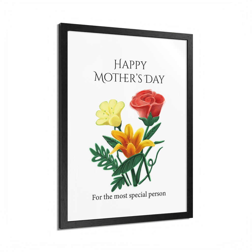 Mother’s Day Framed Floral Poster – Happy Mother’s Day Wall Art for Mom | Floral Gift Decor
